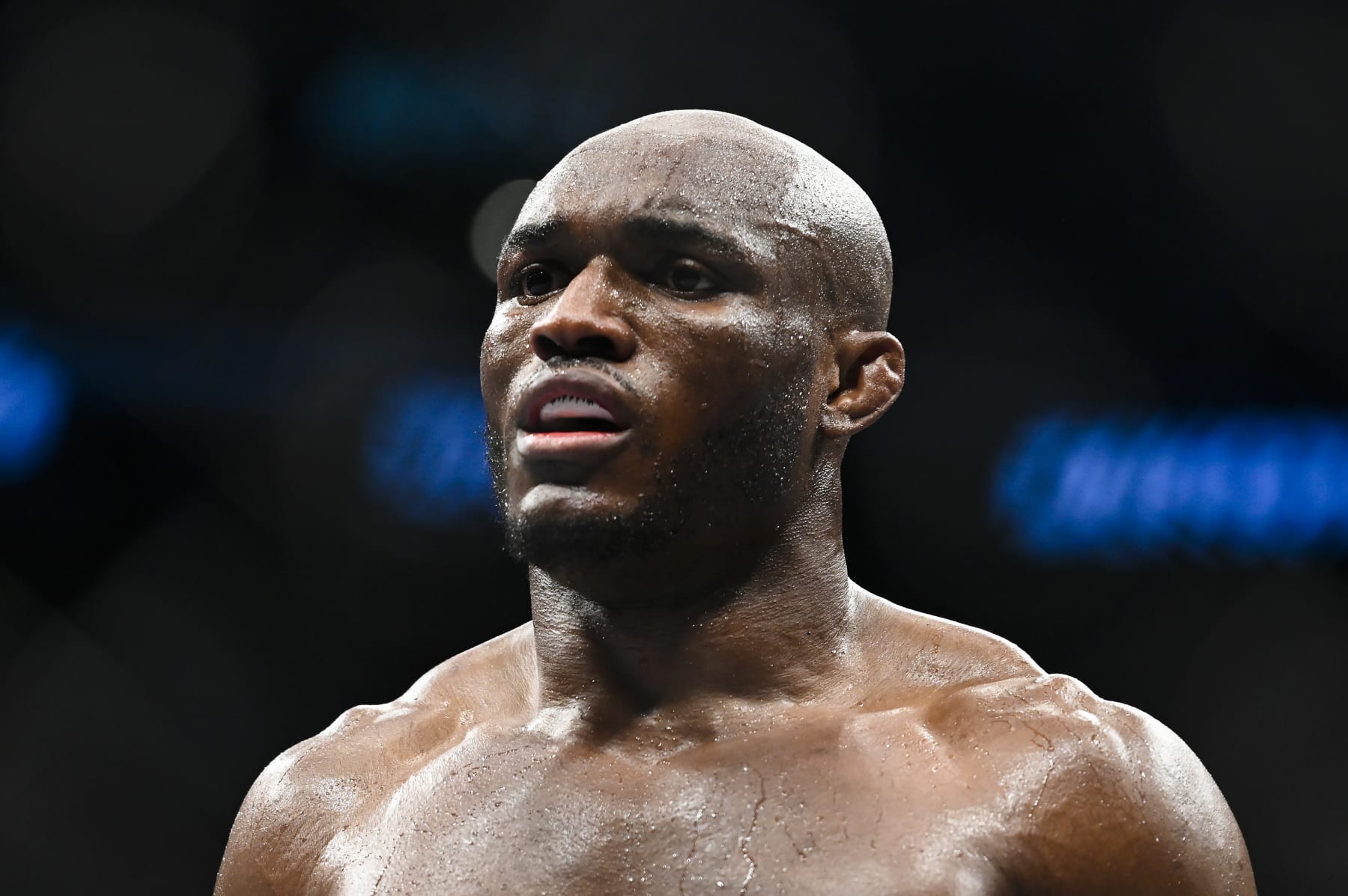 SALT LAKE CITY, UTAH - AUGUST 20: Kamaru Usman of Nigeria looks on in a welterweight title bout against Leon Edwards of Jamaica during UFC 278 at Vivint Arena on August 20, 2022 in Salt Lake City, Utah. (Photo by Alex Goodlett/Getty Images)