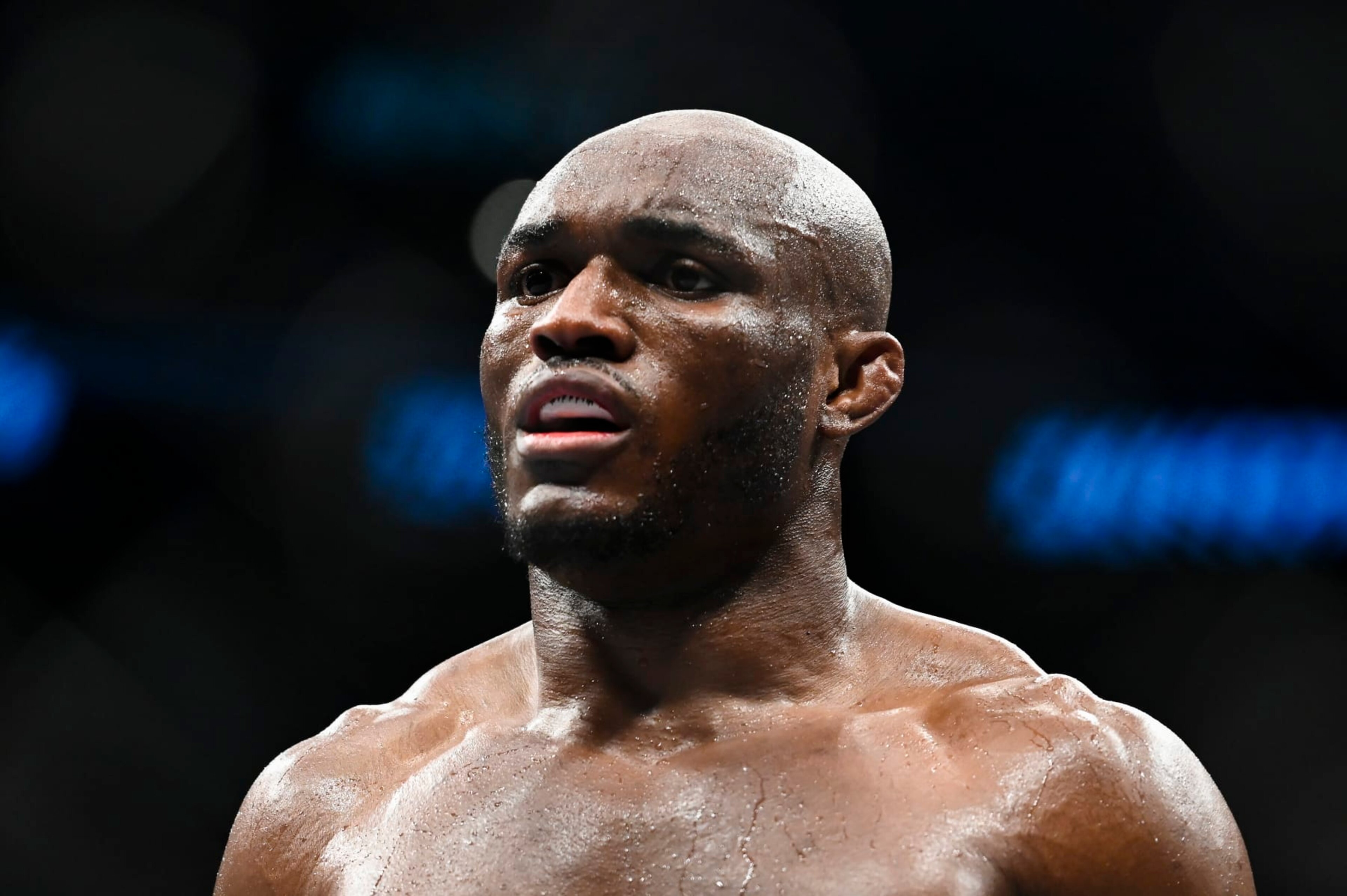 SALT LAKE CITY, UTAH - AUGUST 20: Kamaru Usman of Nigeria looks on in a welterweight title bout against Leon Edwards of Jamaica during UFC 278 at Vivint Arena on August 20, 2022 in Salt Lake City, Utah. (Photo by Alex Goodlett/Getty Images)
