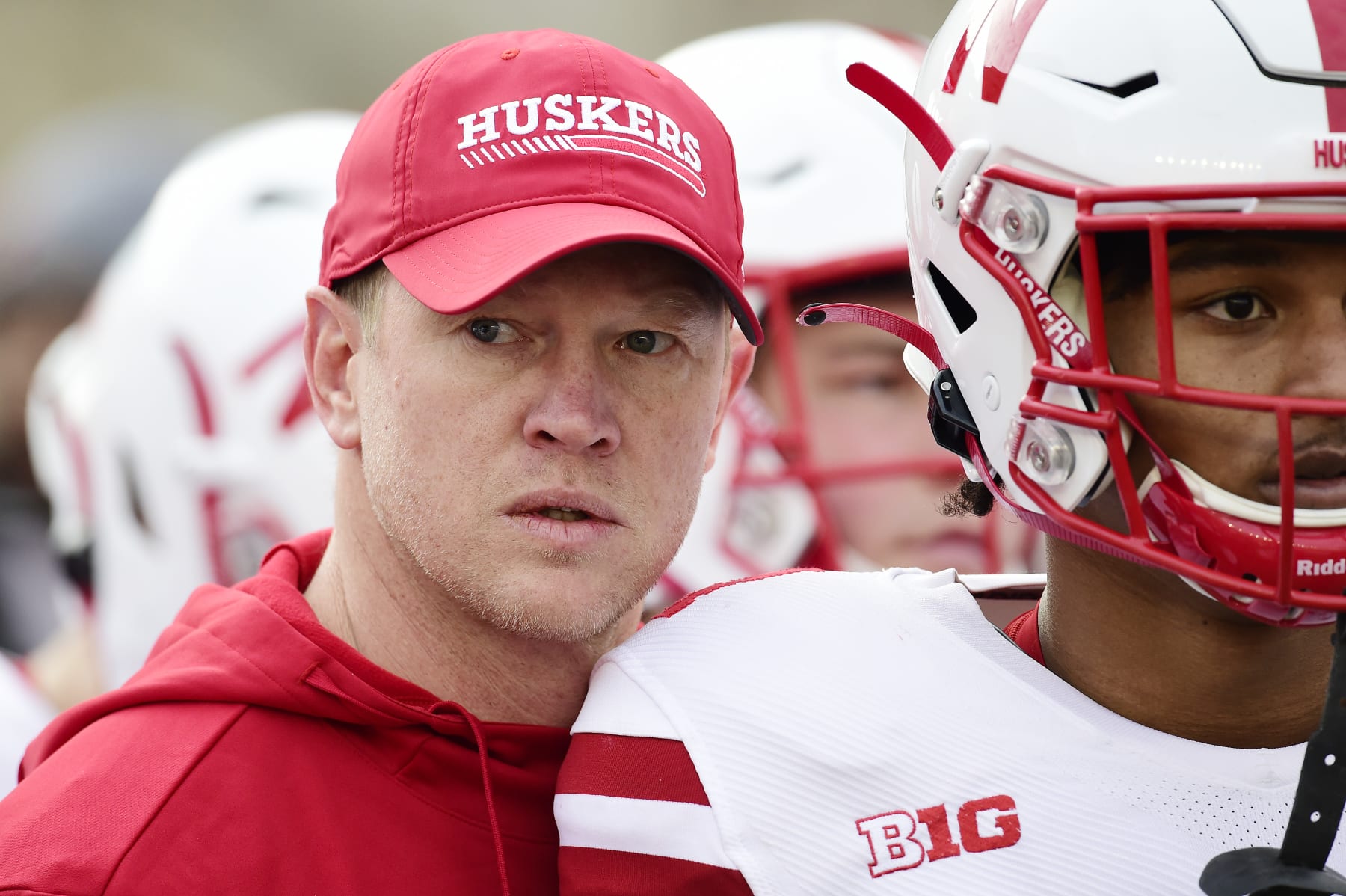 MADISON, WISCONSIN - NOVEMBER 20: Head coach Scott Frost of the Nebraska Cornhuskers looks on before a game against the Wisconsin Badgers at Camp Randall Stadium on November 20, 2021 in Madison, Wisconsin. (Photo by Patrick McDermott/Getty Images)