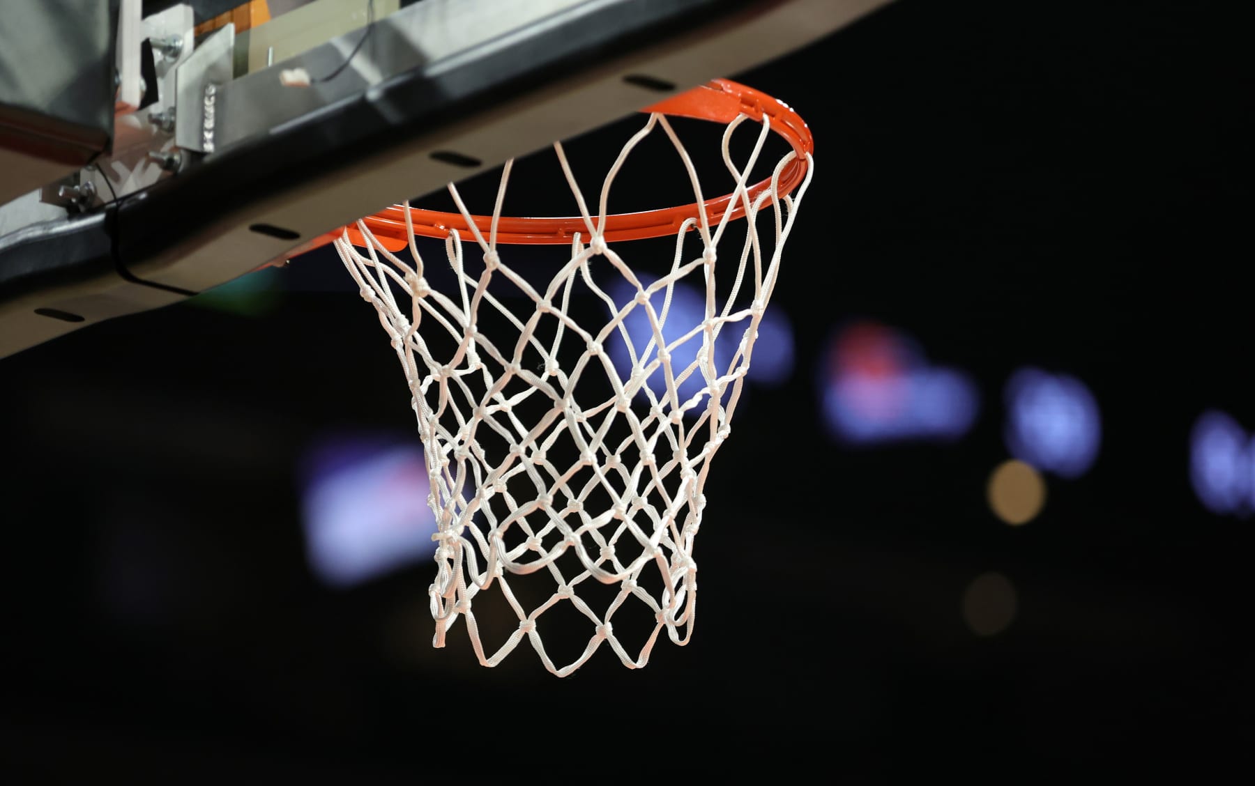 LAS VEGAS, NEVADA - AUGUST 17: A basketball net and hoop are shown during Game One of the 2022 WNBA Playoffs first round between the Phoenix Mercury and the Las Vegas Aces at Michelob ULTRA Arena on August 17, 2022 in Las Vegas, Nevada. The Aces defeated the Mercury 79-63. NOTE TO USER: User expressly acknowledges and agrees that, by downloading and or using this photograph, User is consenting to the terms and conditions of the Getty Images License Agreement. (Photo by Ethan Miller/Getty Images)