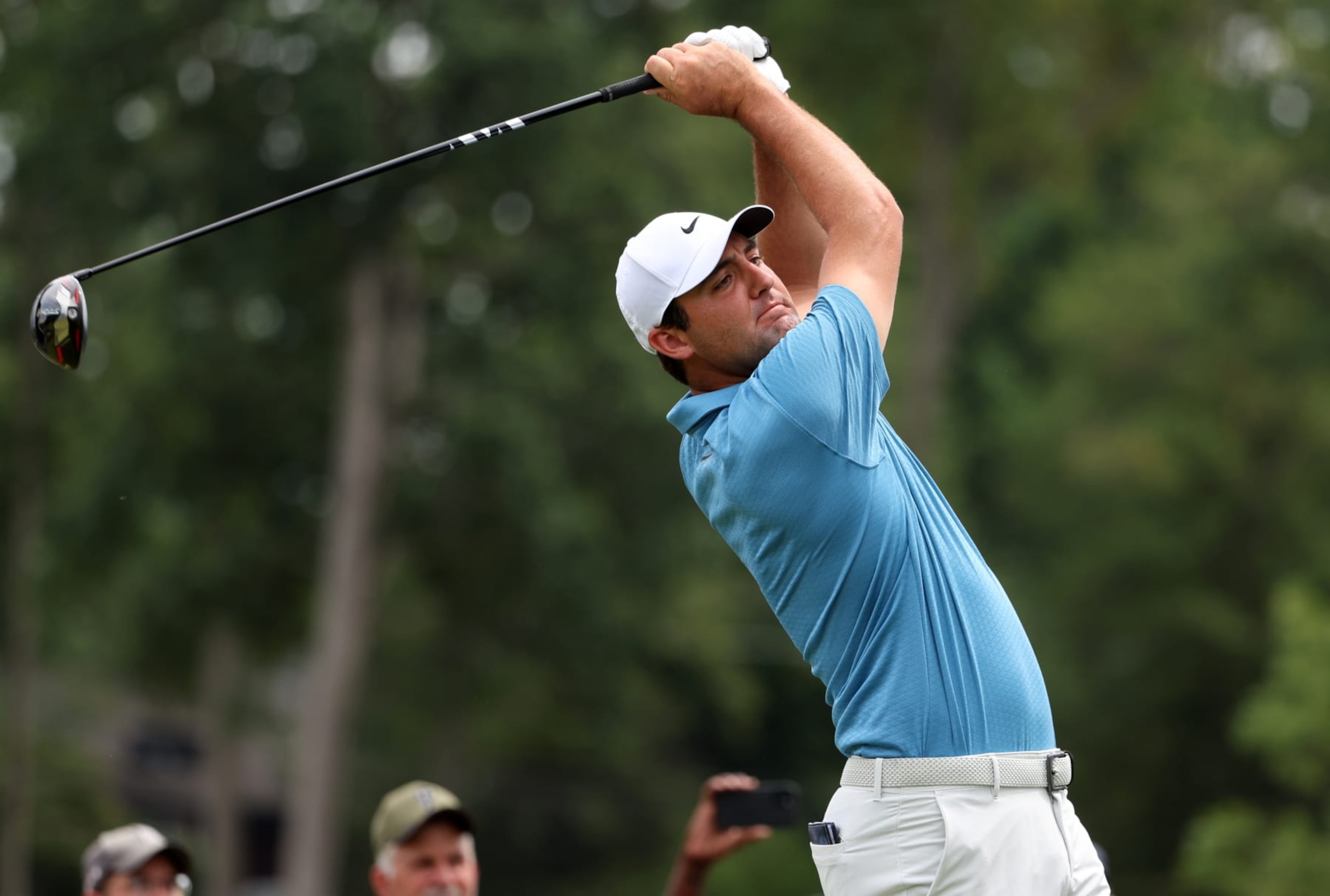 WILMINGTON, DELAWARE - AUGUST 21: Scottie Scheffler of the United States plays his shot from the third tee during the final round of the BMW Championship at Wilmington Country Club on August 21, 2022 in Wilmington, Delaware. (Photo by Rob Carr/Getty Images) WILMINGTON, DELAWARE - AUGUST 21: Scottie Scheffler of the United States plays his shot from the third tee during the final round of the BMW Championship at Wilmington Country Club on August 21, 2022 in Wilmington, Delaware. (Photo by Rob Carr/Getty Images)