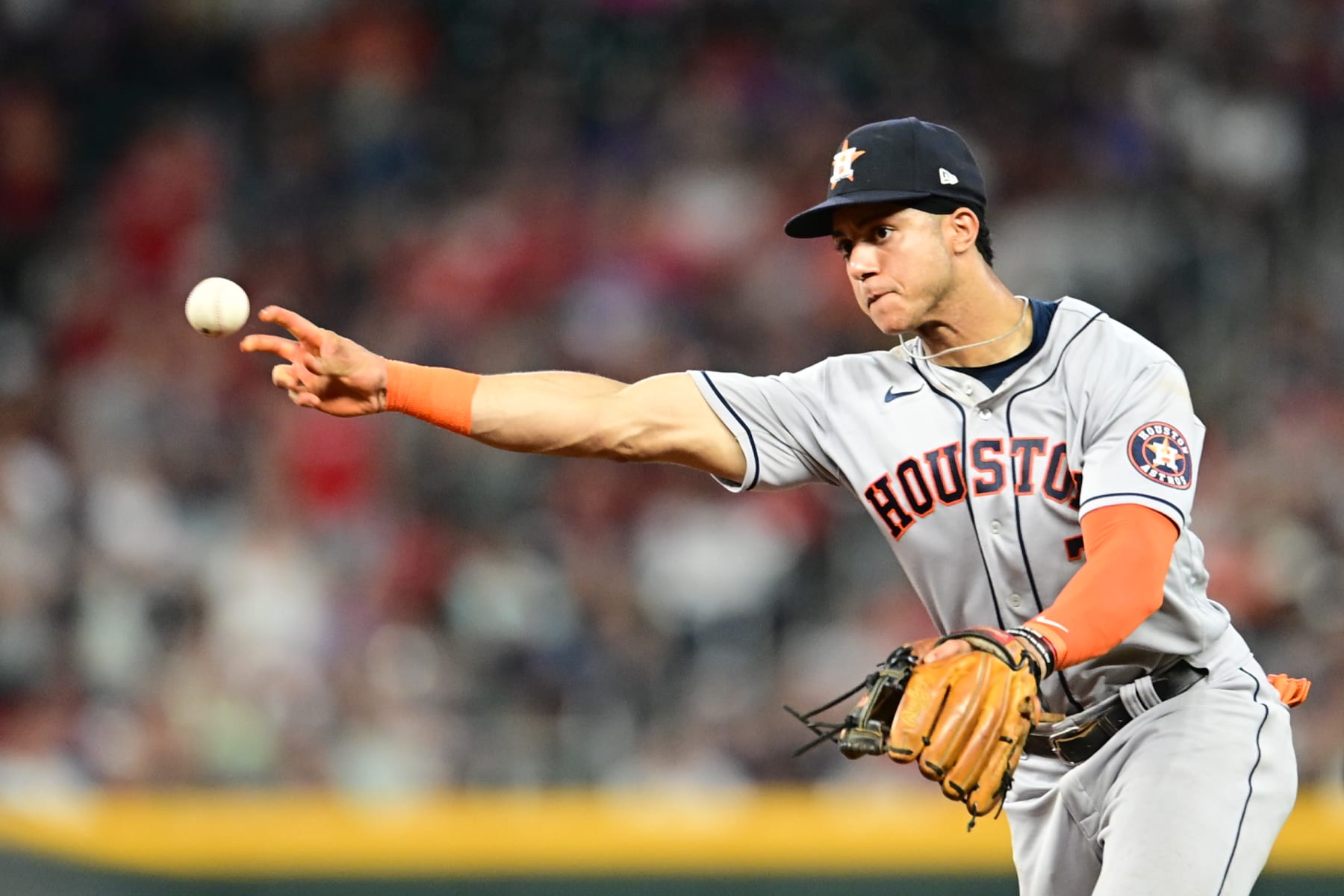ATLANTA, GA - AUGUST 20: Jeremy Pena #3 of the Houston Astros in action against the Atlanta Braves at Truist Park on August 20, 2022 in Atlanta, Georgia. (Photo by Adam Hagy/Getty Images)