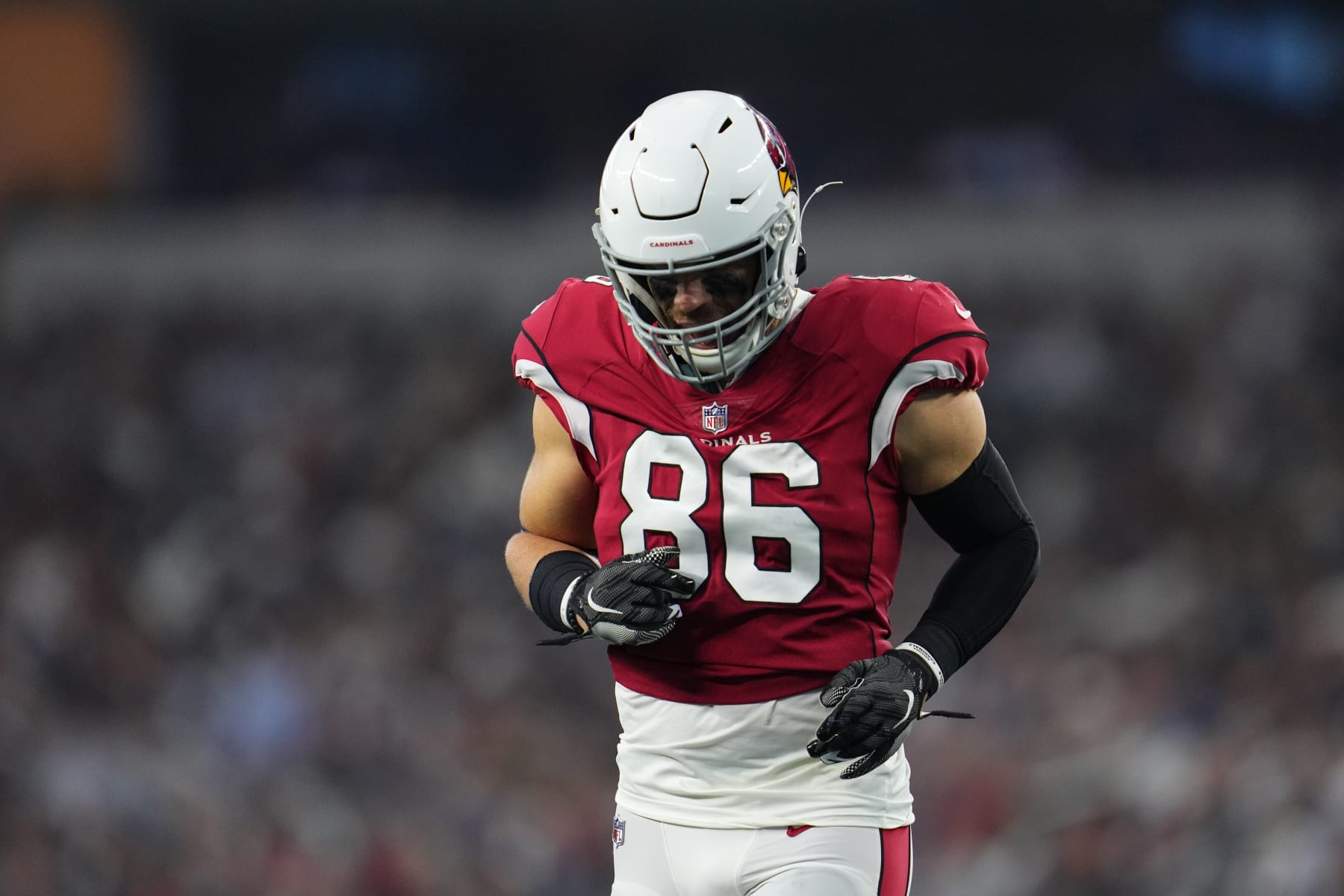 ARLINGTON, TEXAS - JANUARY 02: Zach Ertz #86 of the Arizona Cardinals gets set against the Dallas Cowboys during an NFL game at AT&T Stadium on January 02, 2022 in Arlington, Texas. (Photo by Cooper Neill/Getty Images)