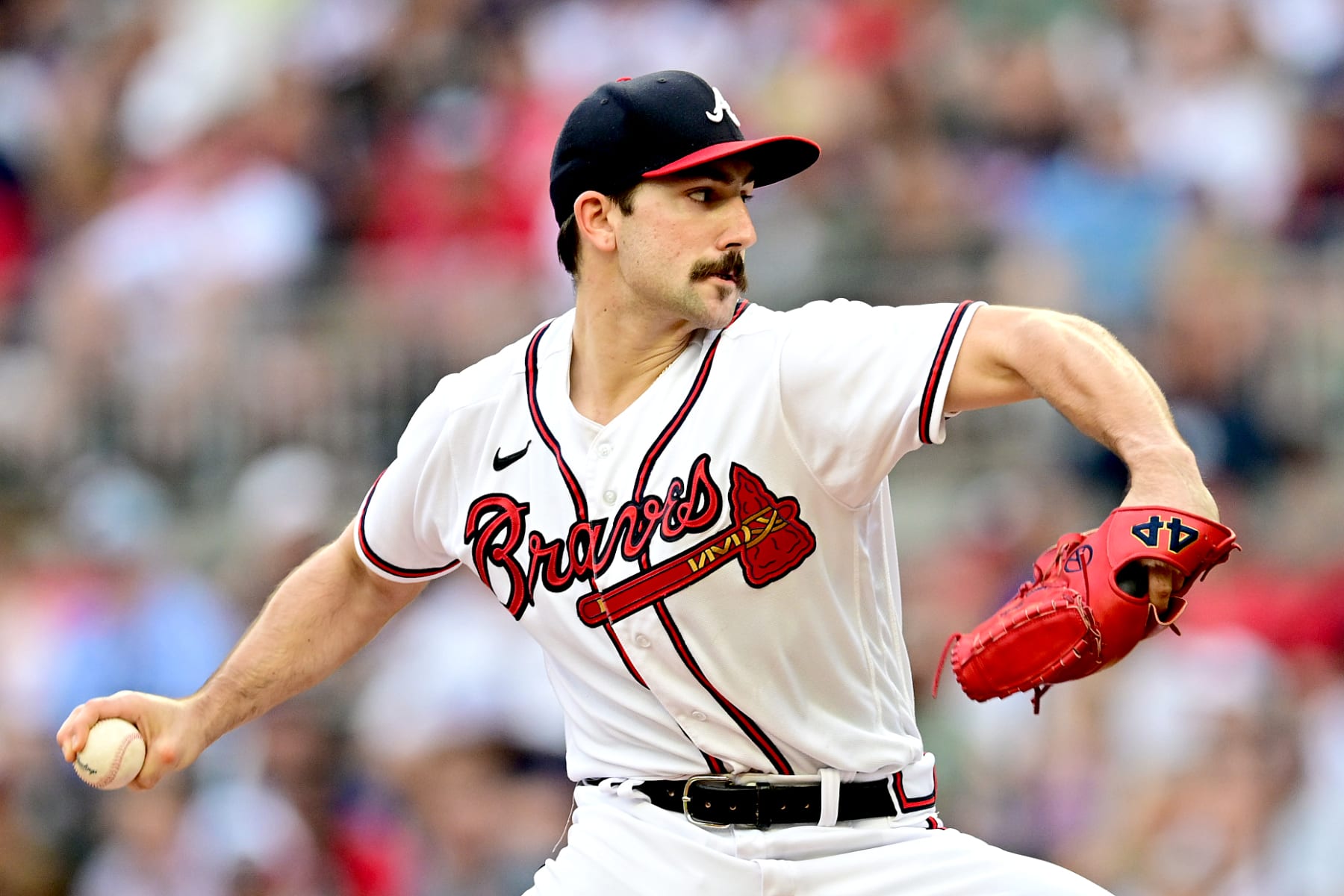 ATLANTA, GA - AUGUST 20: Spencer Strider #65 of the Atlanta Braves pitches against the Houston Astros during the first inning at Truist Park on August 20, 2022 in Atlanta, Georgia. (Photo by Adam Hagy/Getty Images)
