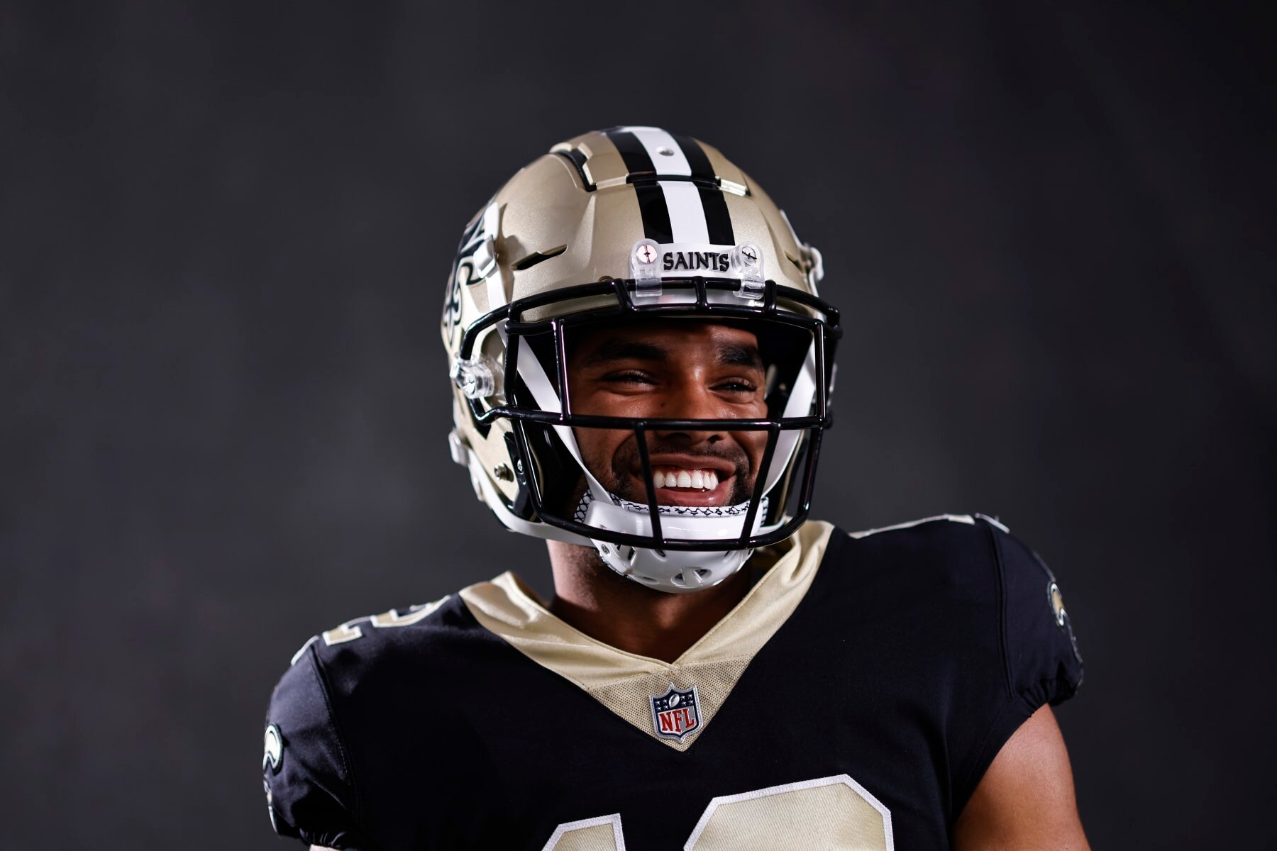 LOS ANGELES, CALIFORNIA - MAY 21: Chris Olave #12 of the New Orlean Saints poses for a portrait during the NFLPA Rookie Premiere on May 21, 2022 in Los Angeles, California (Photo by Michael Owens/Getty Images)