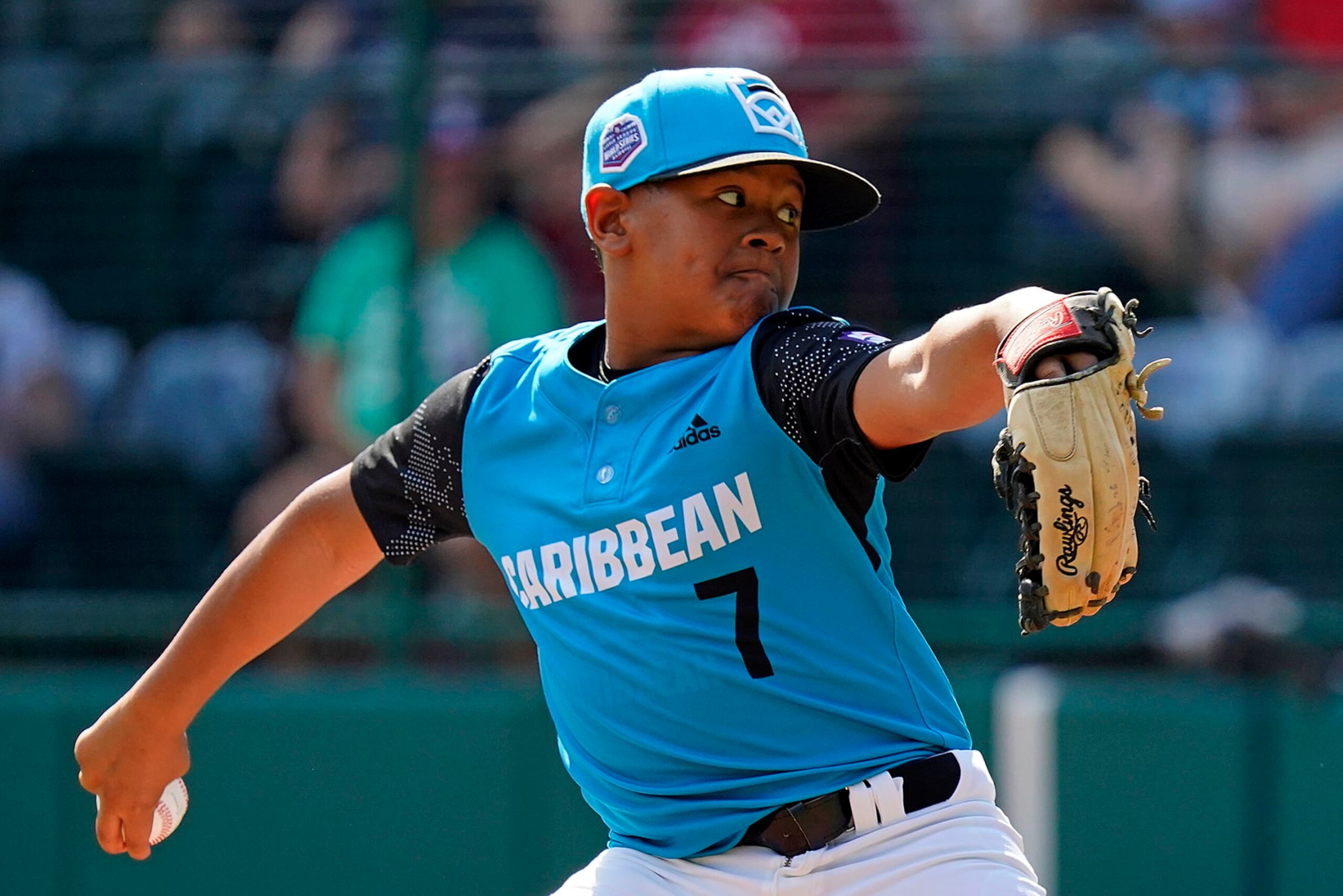 Curacao's Jay-Dlynn Wiel delivers during the third inning of a baseball game against Mexico, at the Little League World Series in South Williamsport, Pa., Thursday, Aug. 25, 2022. (AP Photo/Gene J. Puskar) Curacao's Jay-Dlynn Wiel delivers during the third inning of a baseball game against Mexico, at the Little League World Series in South Williamsport, Pa., Thursday, Aug. 25, 2022. (AP Photo/Gene J. Puskar)