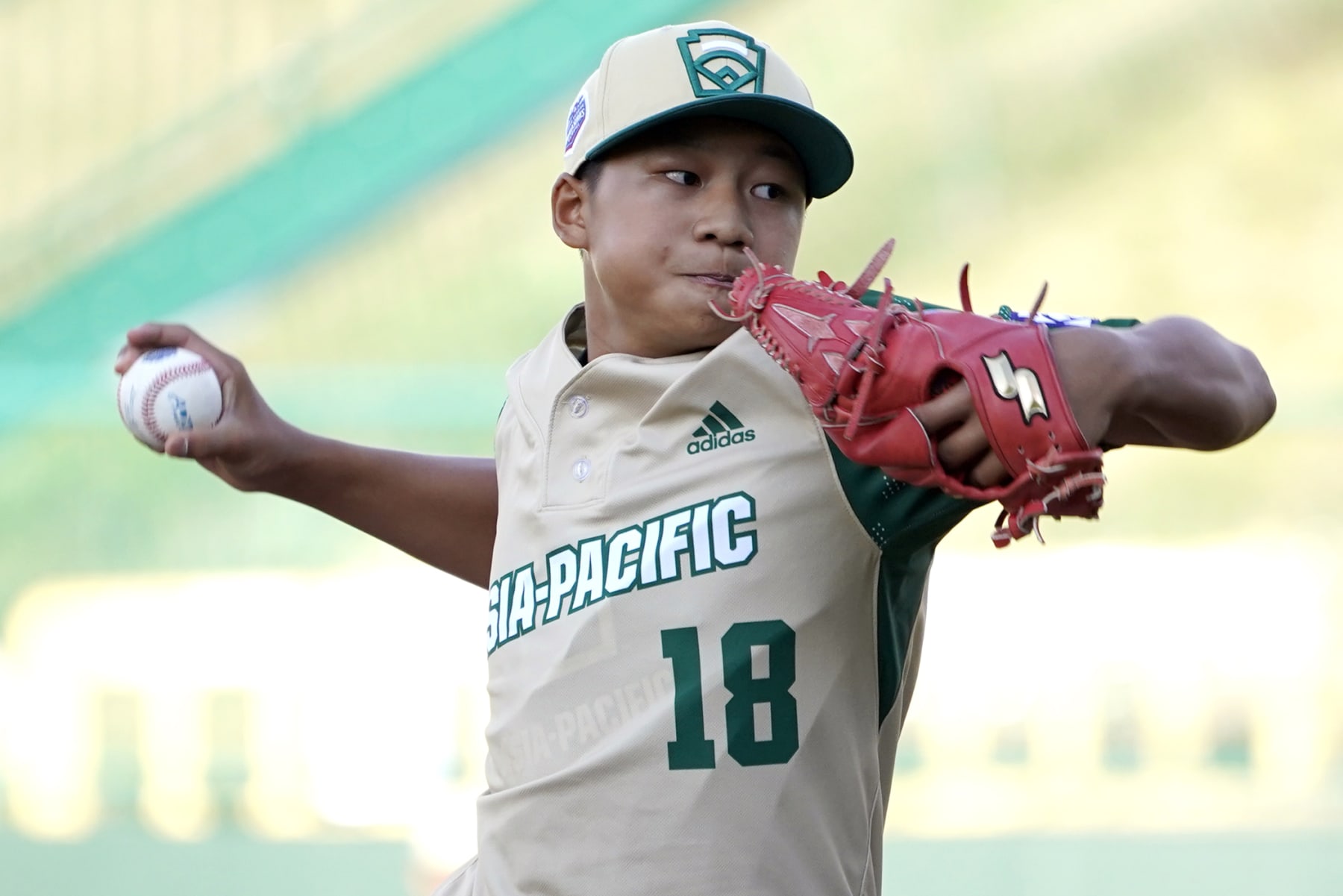 Taiwan's Liao Yuan-Shu delivers a pitch against Panama during the first inning of a baseball game at the Little League World Series tournament in South Williamsport, Pa., Monday, Aug. 22, 2022. (AP Photo/Tom E. Puskar) Taiwan's Liao Yuan-Shu delivers a pitch against Panama during the first inning of a baseball game at the Little League World Series tournament in South Williamsport, Pa., Monday, Aug. 22, 2022. (AP Photo/Tom E. Puskar)