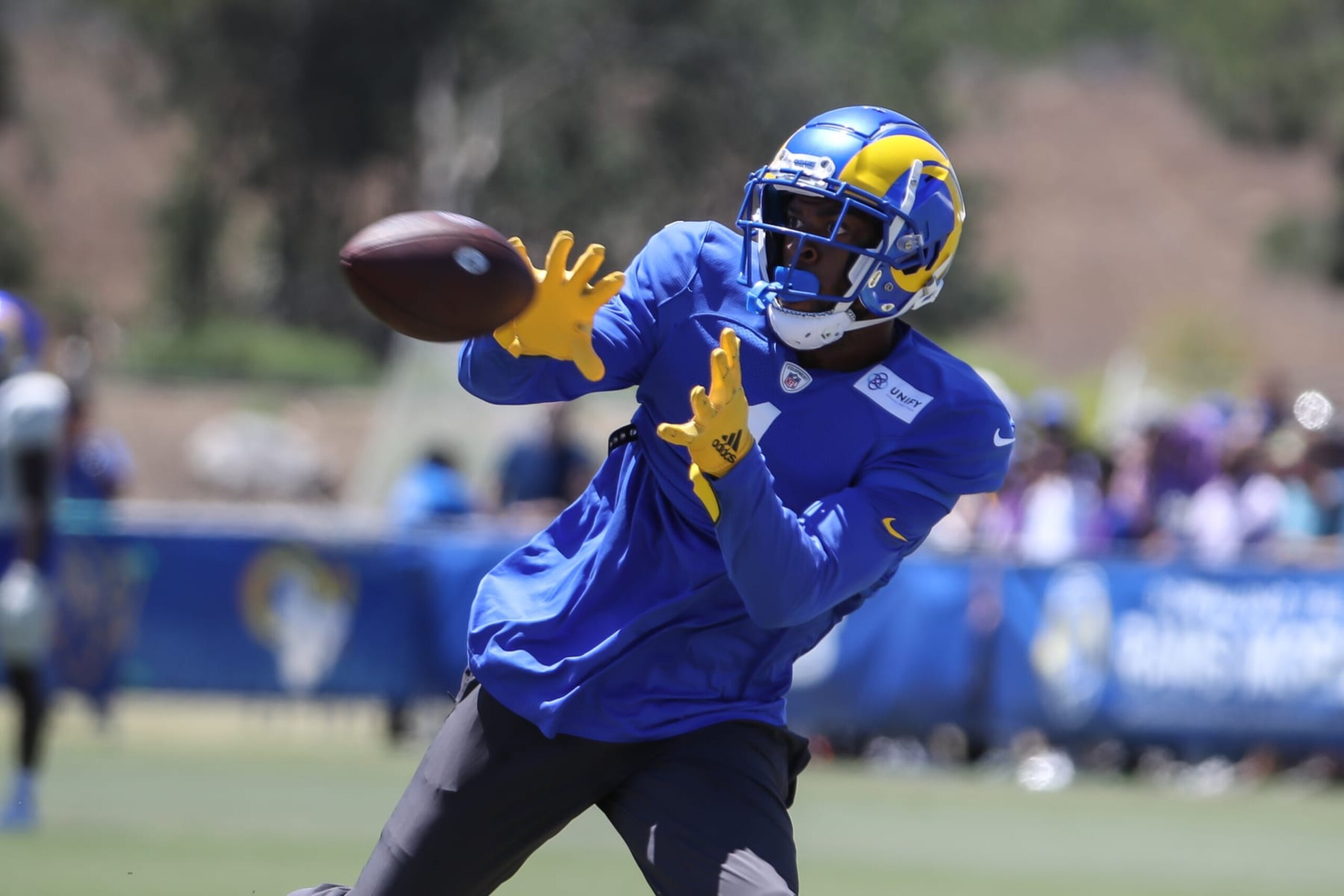 Irvine, CA - AUGUST 06: Los Angeles Rams wide receiver Allen Robinson II (1) during the Los Angeles Rams training camp on August 6, 2022, at UC Irvine in Irvine, CA. (Photo by Jevone Moore/Icon Sportswire via Getty Images)
