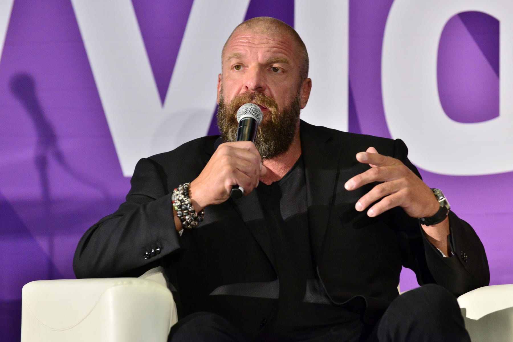 ANAHEIM, CALIFORNIA - JULY 11: WWE Superstar Triple H attends 2019 VidCon at Anaheim Convention Center on July 11, 2019 in Anaheim, California. (Photo by Jerod Harris/Getty Images)
