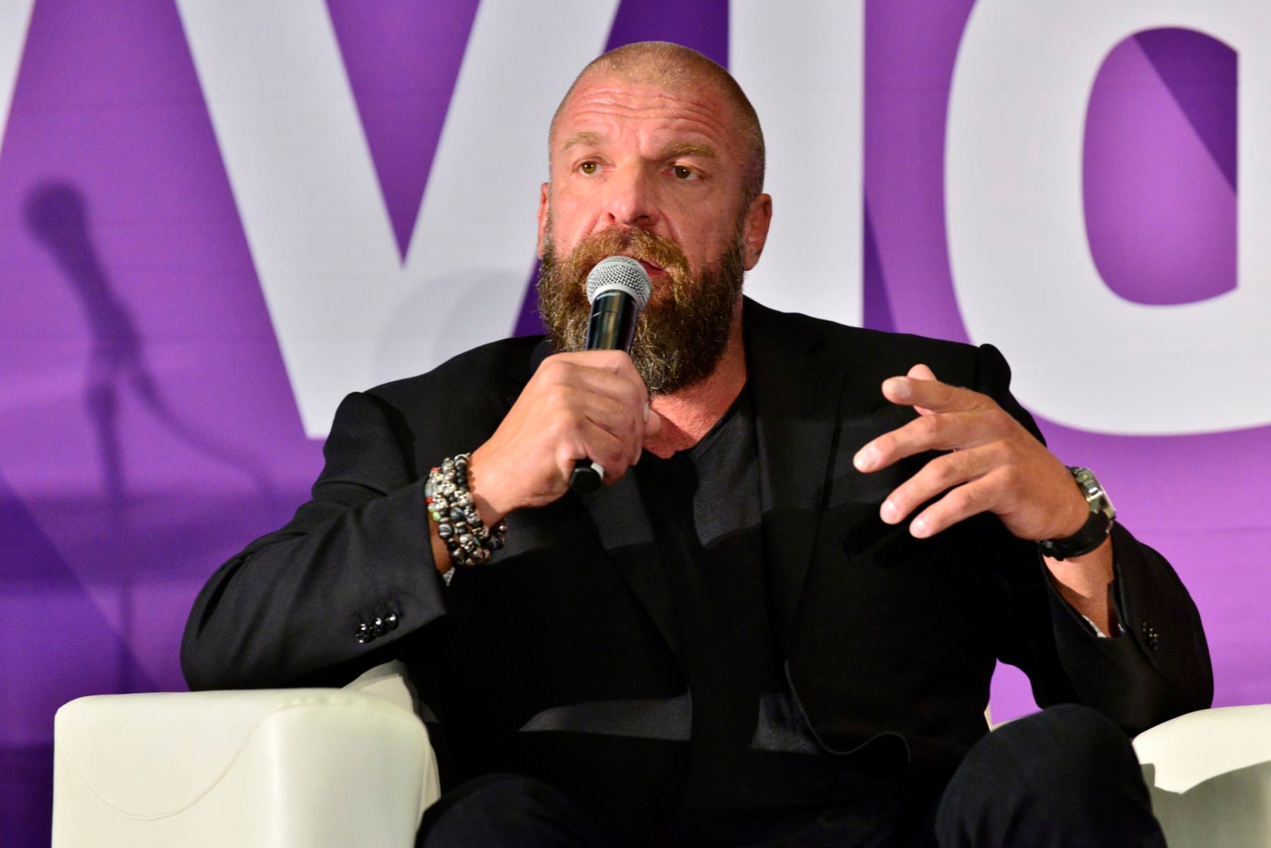 ANAHEIM, CALIFORNIA - JULY 11: WWE Superstar Triple H attends 2019 VidCon at Anaheim Convention Center on July 11, 2019 in Anaheim, California. (Photo by Jerod Harris/Getty Images)