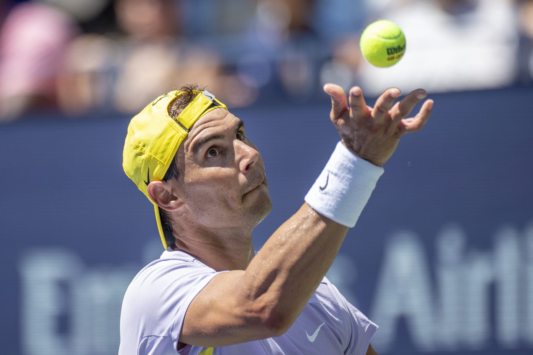 NEW YORK, USA, August 27. Rafael Nadal of Spain during a practice session on Arthur Ashe Stadium in preparation for the US Open Tennis Championship 2022 at the USTA National Tennis Centre on August 27th 2022 in Flushing, Queens, New York City.  (Photo by Tim Clayton/Corbis via Getty Images)