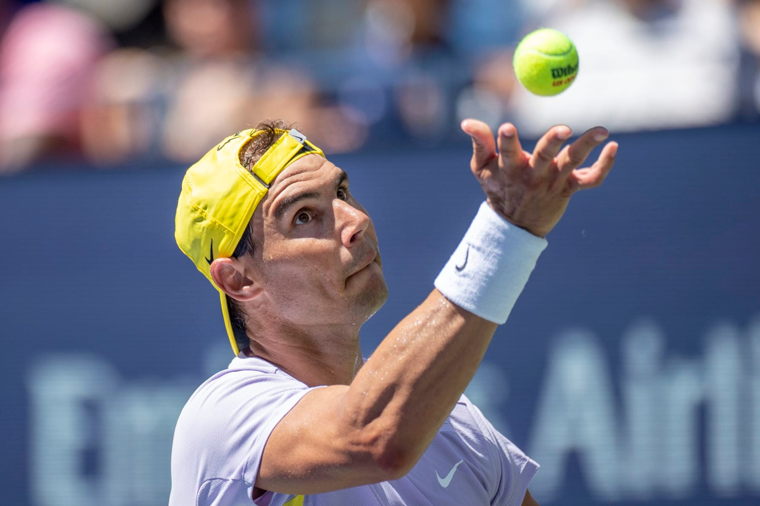 NEW YORK, USA, August 27. Rafael Nadal of Spain during a practice session on Arthur Ashe Stadium in preparation for the US Open Tennis Championship 2022 at the USTA National Tennis Centre on August 27th 2022 in Flushing, Queens, New York City.  (Photo by Tim Clayton/Corbis via Getty Images)