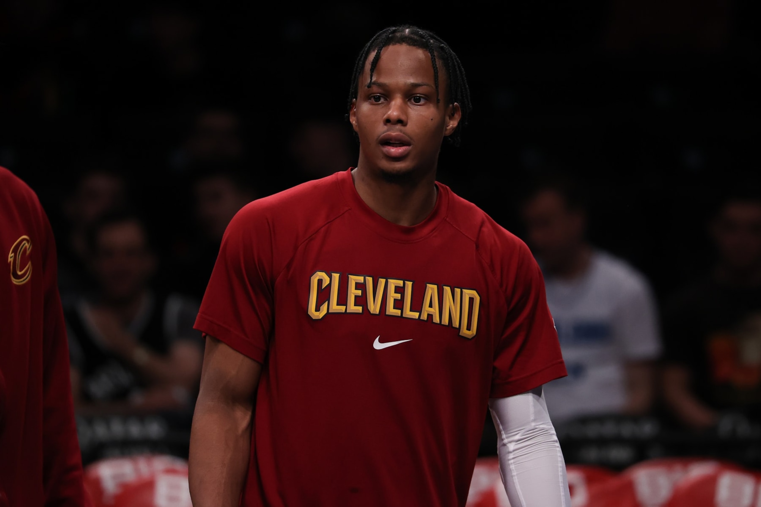 NEW YORK, NY - APRIL 8: Isaac Okoro of Cleveland Cavaliers warms up before the NBA match between Brooklyn Nets and Cleveland Cavaliers at the Barclays Center in Brooklyn of New York City, United States on April 8, 2022. (Photo by Tayfun Coskun/Anadolu Agency via Getty Images) NEW YORK, NY - APRIL 8: Isaac Okoro of Cleveland Cavaliers warms up before the NBA match between Brooklyn Nets and Cleveland Cavaliers at the Barclays Center in Brooklyn of New York City, United States on April 8, 2022. (Photo by Tayfun Coskun/Anadolu Agency via Getty Images)