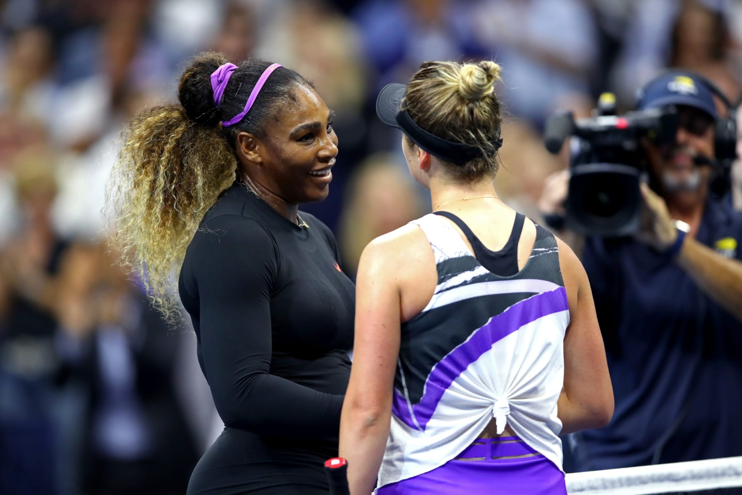 NEW YORK, NEW YORK - SEPTEMBER 05: (L-R) Serena Williams of the United States shakes hands with Elina Svitolina of the Ukraine after their Women's Singles semi-final match on day eleven of the 2019 US Open at the USTA Billie Jean King National Tennis Center on September 05, 2019 in the Queens borough of New York City. (Photo by Clive Brunskill/Getty Images) NEW YORK, NEW YORK - SEPTEMBER 05: (L-R) Serena Williams of the United States shakes hands with Elina Svitolina of the Ukraine after their Women's Singles semi-final match on day eleven of the 2019 US Open at the USTA Billie Jean King National Tennis Center on September 05, 2019 in the Queens borough of New York City. (Photo by Clive Brunskill/Getty Images)