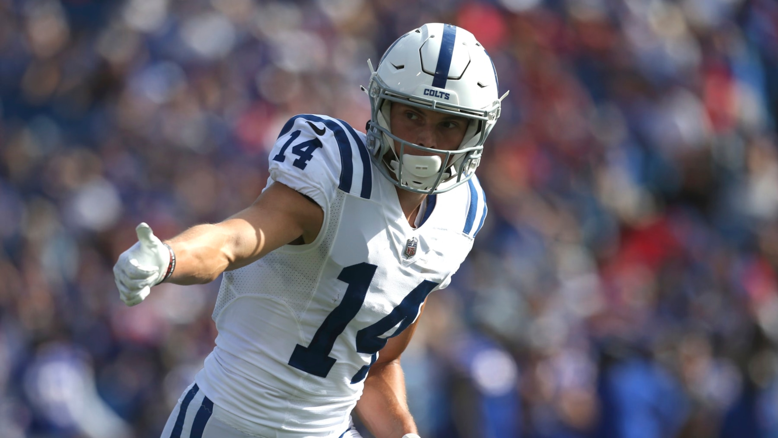 Indianapolis Colts wide receiver Alec Pierce during the first half of a preseason NFL football game against the Buffalo Bills, Saturday, Aug. 13, 2022, in Orchard Park, N.Y. (AP Photo/Joshua Bessex)
