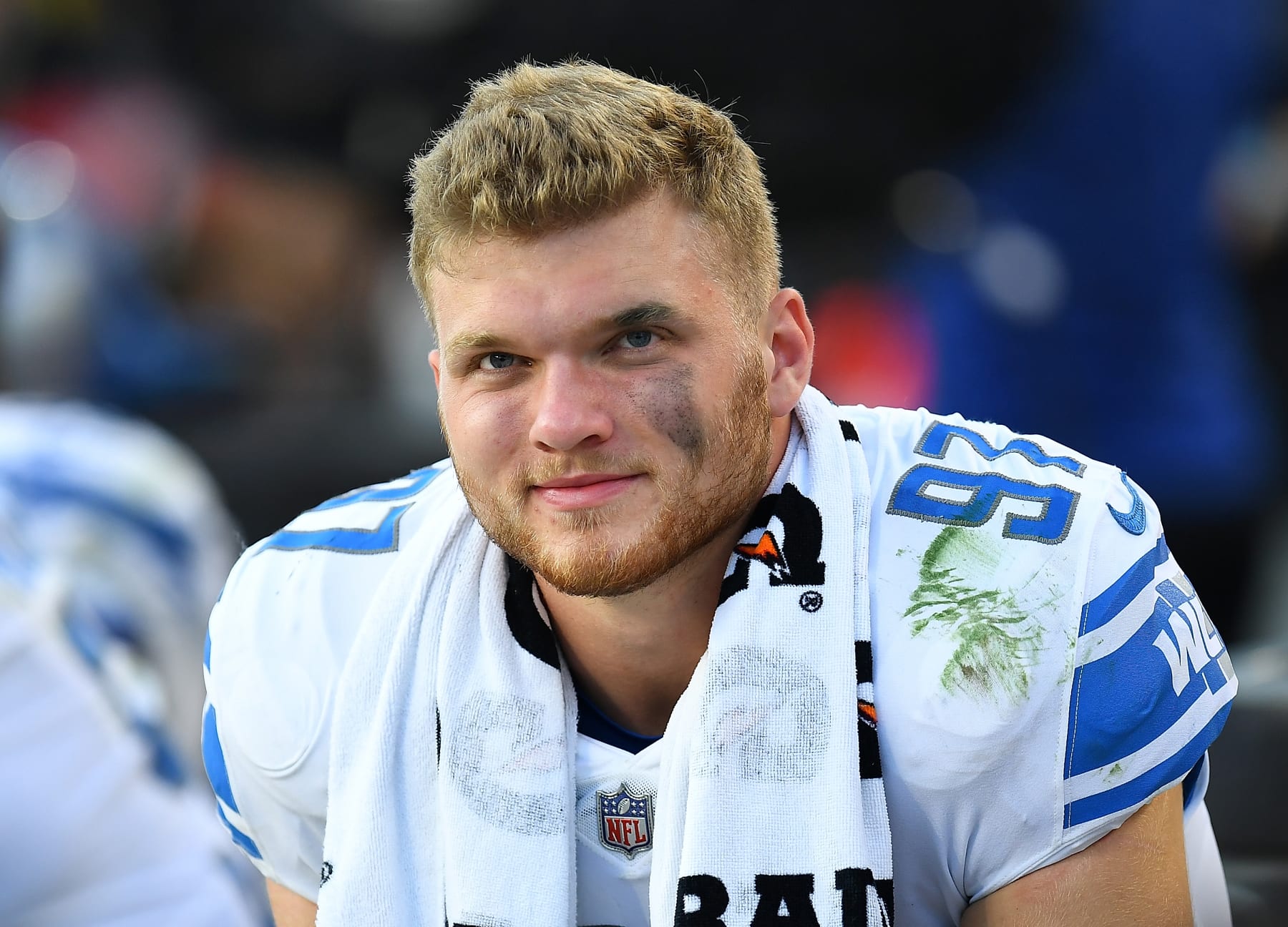 PITTSBURGH, PA - AUGUST 28:  Aidan Hutchinson #97 of the Detroit Lions looks on during the fourth quarter against the Pittsburgh Steelers at Acrisure Stadium on August 28, 2022 in Pittsburgh, Pennsylvania. (Photo by Joe Sargent/Getty Images)