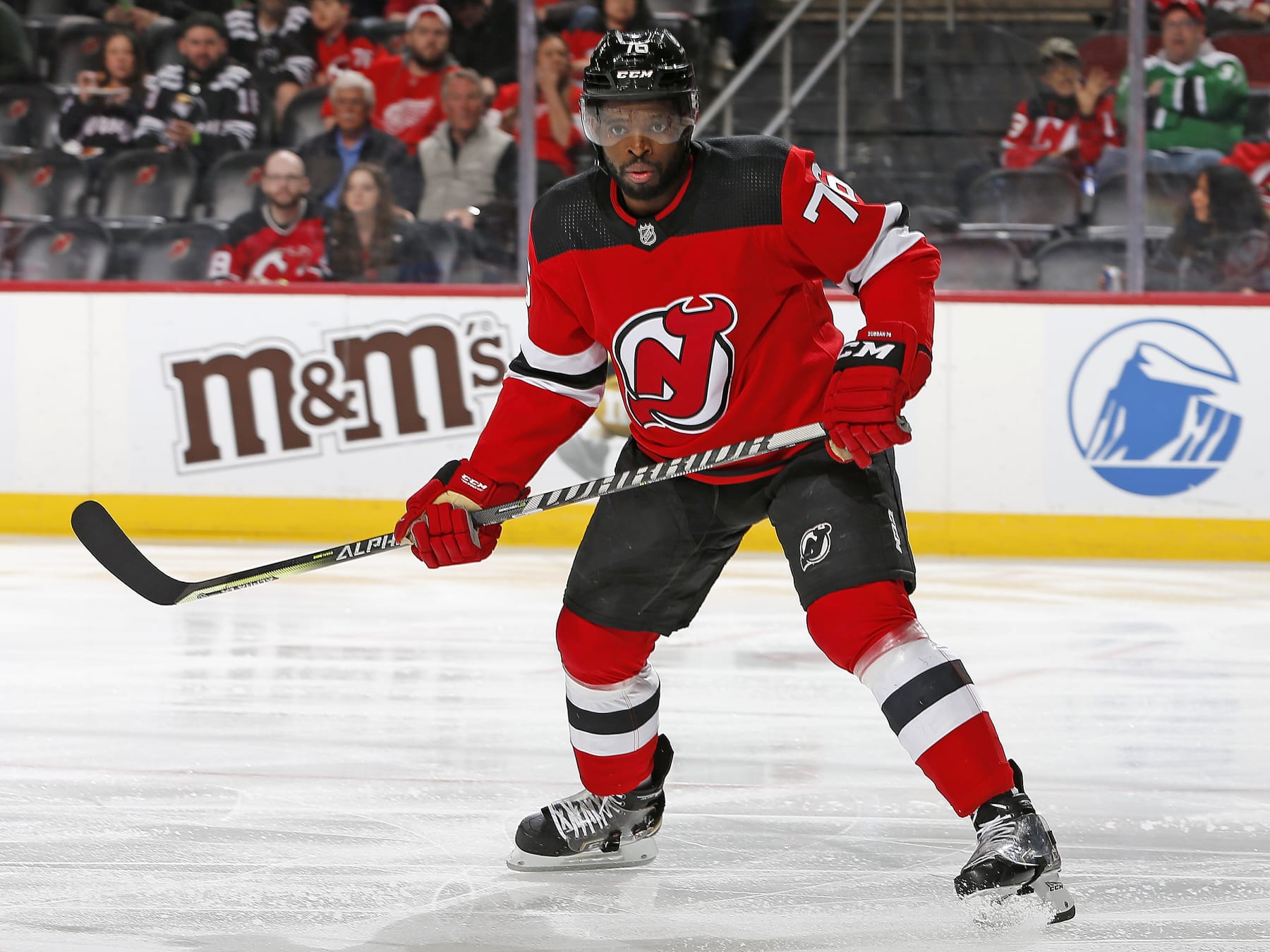 NEWARK, NJ - APRIL 24: P.K. Subban #76 of the New Jersey Devils skates during the second period against the Detroit Red Wings at the Prudential Center on April 24, 2022 in Newark, New Jersey. (Photo by Christopher Pasatieri/NHLI via Getty Images) NEWARK, NJ - APRIL 24: P.K. Subban #76 of the New Jersey Devils skates during the second period against the Detroit Red Wings at the Prudential Center on April 24, 2022 in Newark, New Jersey. (Photo by Christopher Pasatieri/NHLI via Getty Images)