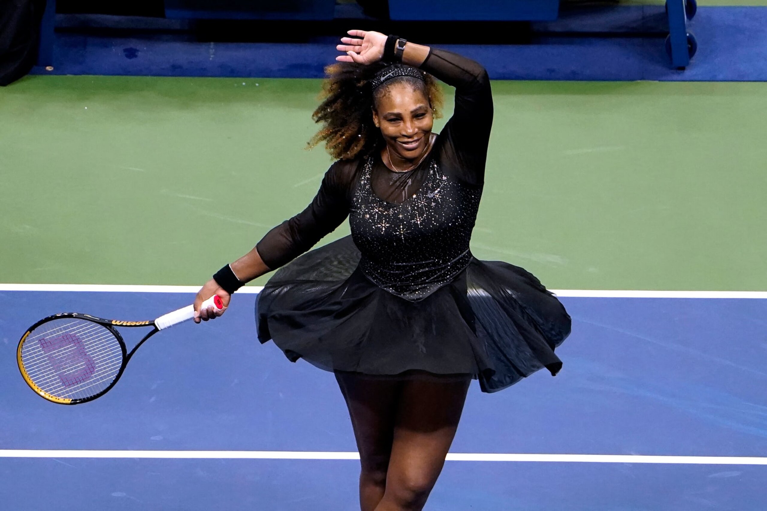US player Serena Williams celebrates after defeating Montenegro's Danka Kovinic during their 2022 US Open Tennis tournament women's singles first round match at the USTA Billie Jean King National Tennis Center in New York, on August 29, 2022. - Serena Williams was set to take center stage as the US Open got under way on August 29, 2022 with the 23-time Grand Slam winner preparing to bid an emotional farewell to tennis. (Photo by TIMOTHY A. CLARY / AFP) (Photo by TIMOTHY A. CLARY/AFP via Getty Images) US player Serena Williams celebrates after defeating Montenegro's Danka Kovinic during their 2022 US Open Tennis tournament women's singles first round match at the USTA Billie Jean King National Tennis Center in New York, on August 29, 2022. - Serena Williams was set to take center stage as the US Open got under way on August 29, 2022 with the 23-time Grand Slam winner preparing to bid an emotional farewell to tennis. (Photo by TIMOTHY A. CLARY / AFP) (Photo by TIMOTHY A. CLARY/AFP via Getty Images)