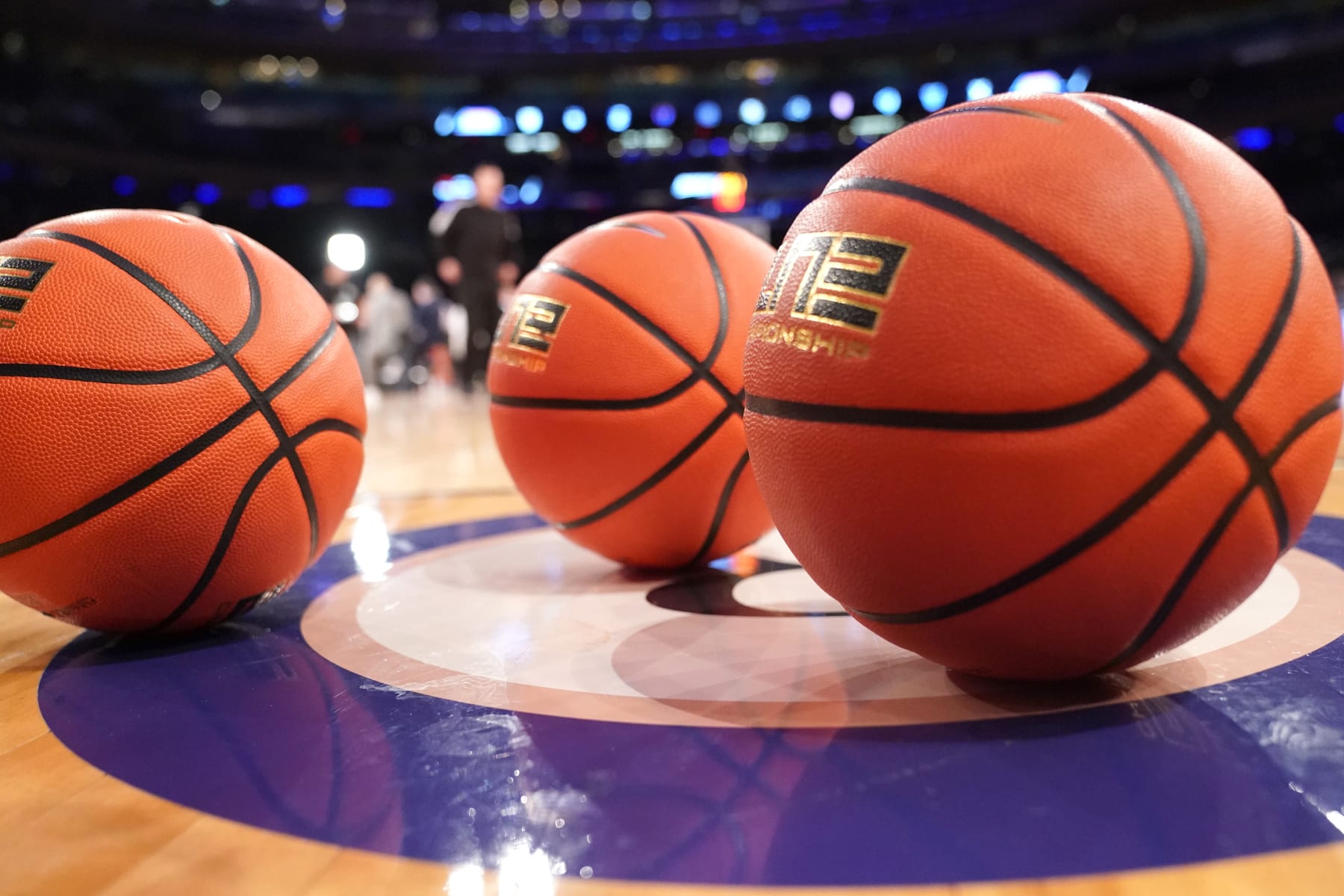 NEW YORK, NEW YORK - MARCH 11: Basketballs on the floor before the semifinals of the Big East Basketball Tournament between the Providence Friars and the Creighton Bluejays at Madison Square Garden on March 11, 2022 in New York City. (Photo by Mitchell Layton/Getty Images) NEW YORK, NEW YORK - MARCH 11: Basketballs on the floor before the semifinals of the Big East Basketball Tournament between the Providence Friars and the Creighton Bluejays at Madison Square Garden on March 11, 2022 in New York City. (Photo by Mitchell Layton/Getty Images)
