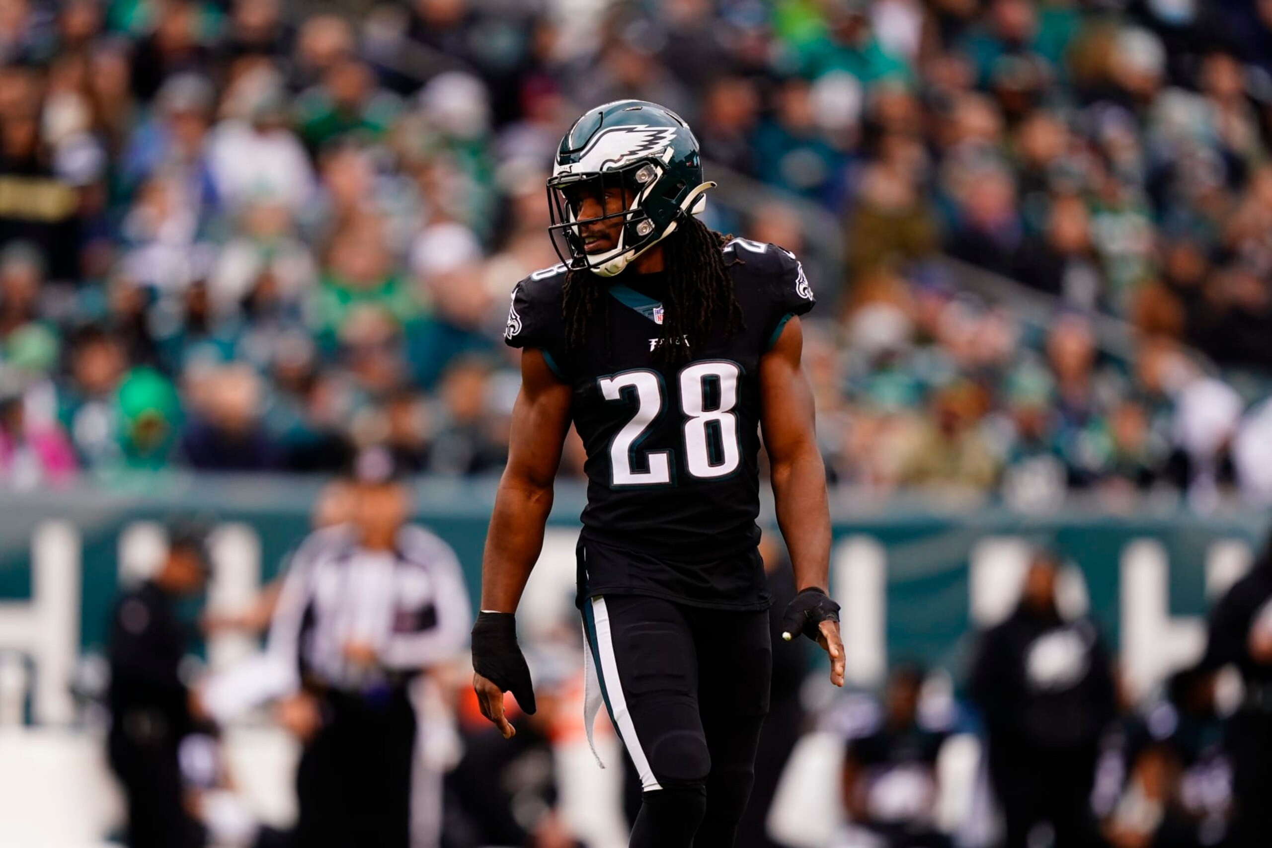 Philadelphia Eagles free safety Anthony Harris in action during an NFL football game against the New Orleans Saints Sunday, Nov. 21, 2021, in Philadelphia. (AP Photo/Matt Rourke)