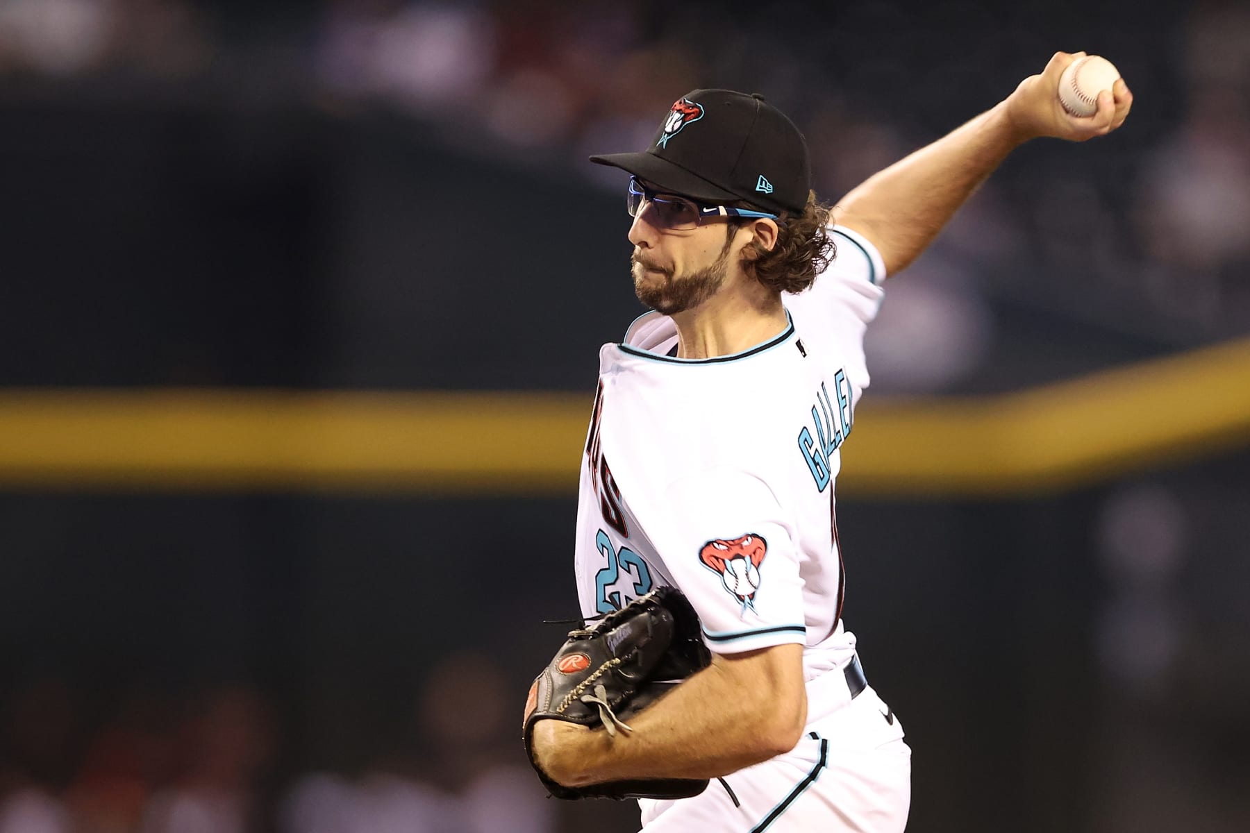 PHOENIX, ARIZONA - AUGUST 30:  Starting pitcher Zac Gallen #23 of the Arizona Diamondbacks pitches against the Philadelphia Phillies during the first inning of the MLB game at Chase Field on August 30, 2022 in Phoenix, Arizona. (Photo by Christian Petersen/Getty Images)