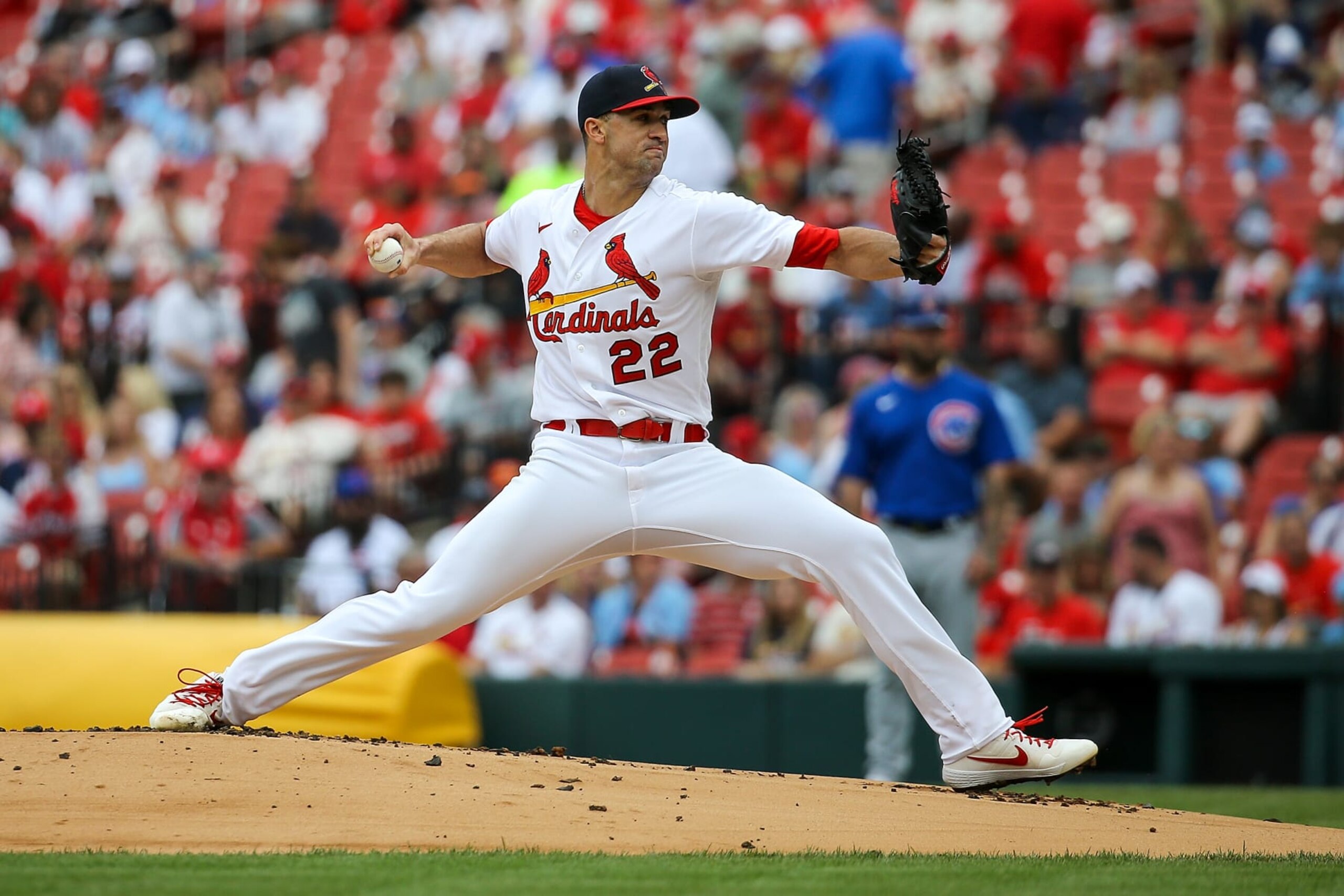ST. LOUIS, MO - JUNE 26: Starter Jack Flaherty #22 of the St. Louis Cardinals delivers during the first inning against the Chicago Cubs at Busch Stadium on June 26, 2022 in St. Louis, Missouri. (Photo by Scott Kane/Getty Images) ST. LOUIS, MO - JUNE 26: Starter Jack Flaherty #22 of the St. Louis Cardinals delivers during the first inning against the Chicago Cubs at Busch Stadium on June 26, 2022 in St. Louis, Missouri. (Photo by Scott Kane/Getty Images)
