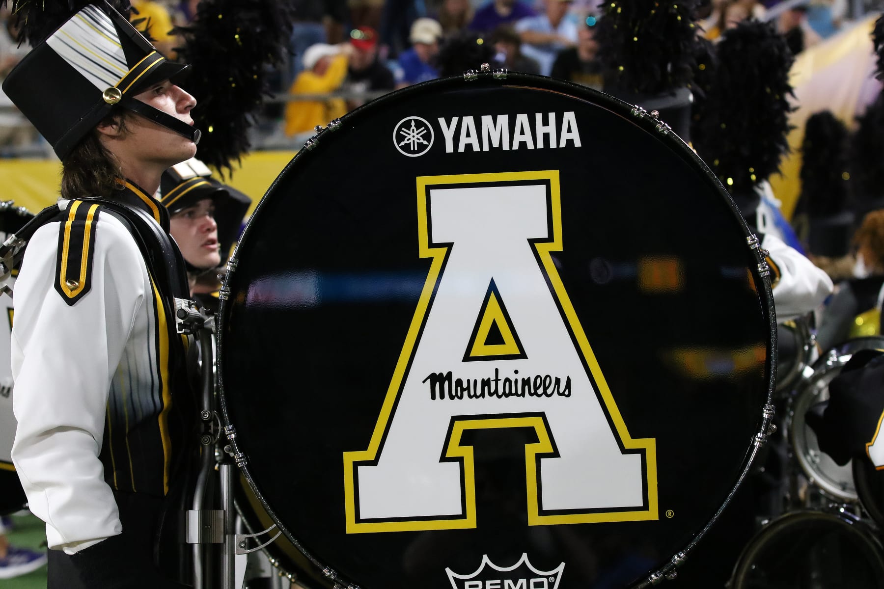 CHARLOTTE, NC - SEPTEMBER 02: App State band member during the Duke Mayo Classic college football game between the East Carolina Pirates and Appalachian State Mountaineers on September 2, 2021 at Bank of America Stadium in Charlotte, N.C.  (Photo by John Byrum/Icon Sportswire via Getty Images)