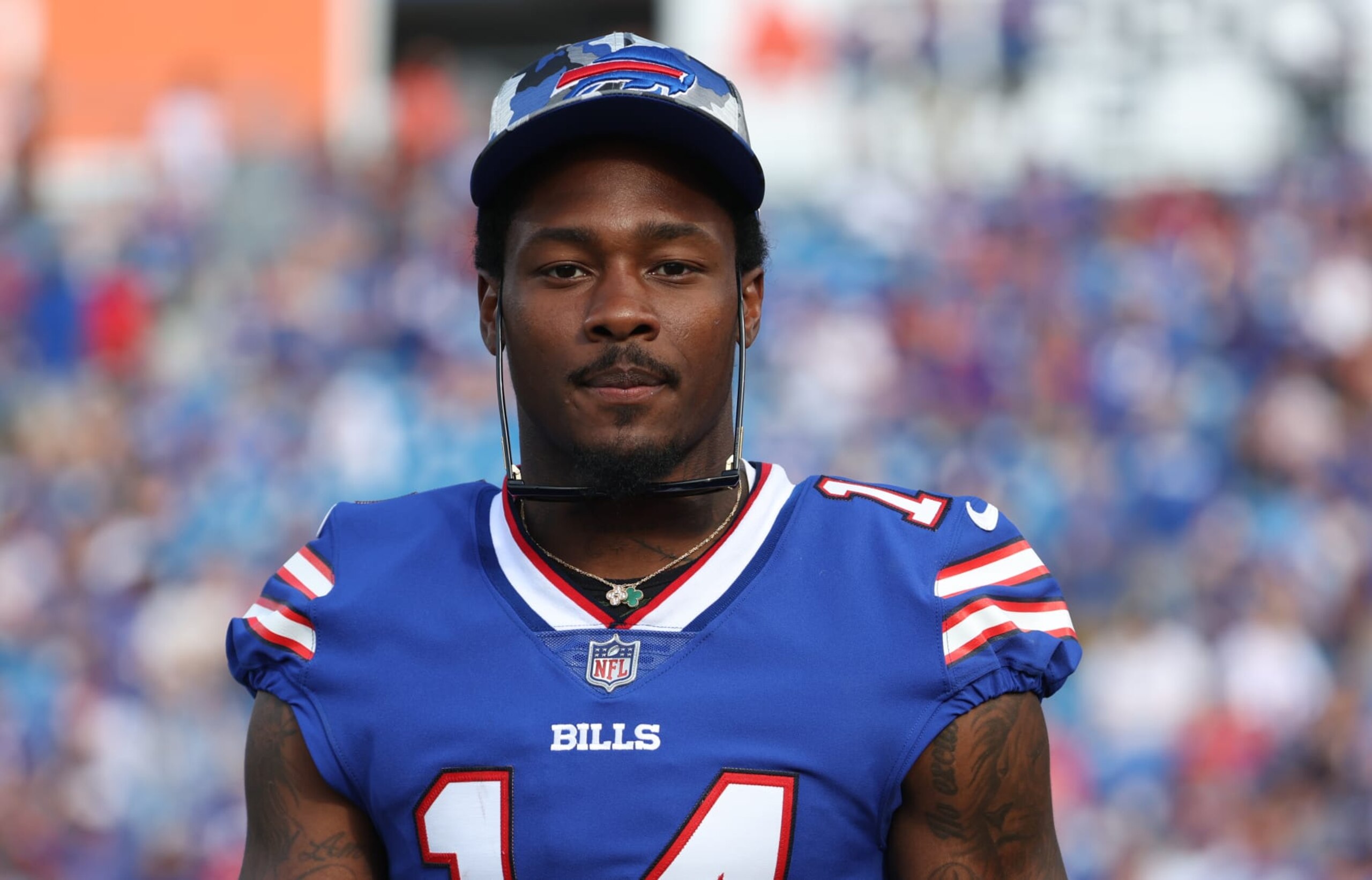 ORCHARD PARK, NY - AUGUST 13: Stefon Diggs #14 of the Buffalo Bills during a preseason game against the Indianapolis Colts at Highmark Stadium on August 13, 2022 in Orchard Park, New York. (Photo by Timothy T Ludwig/Getty Images)