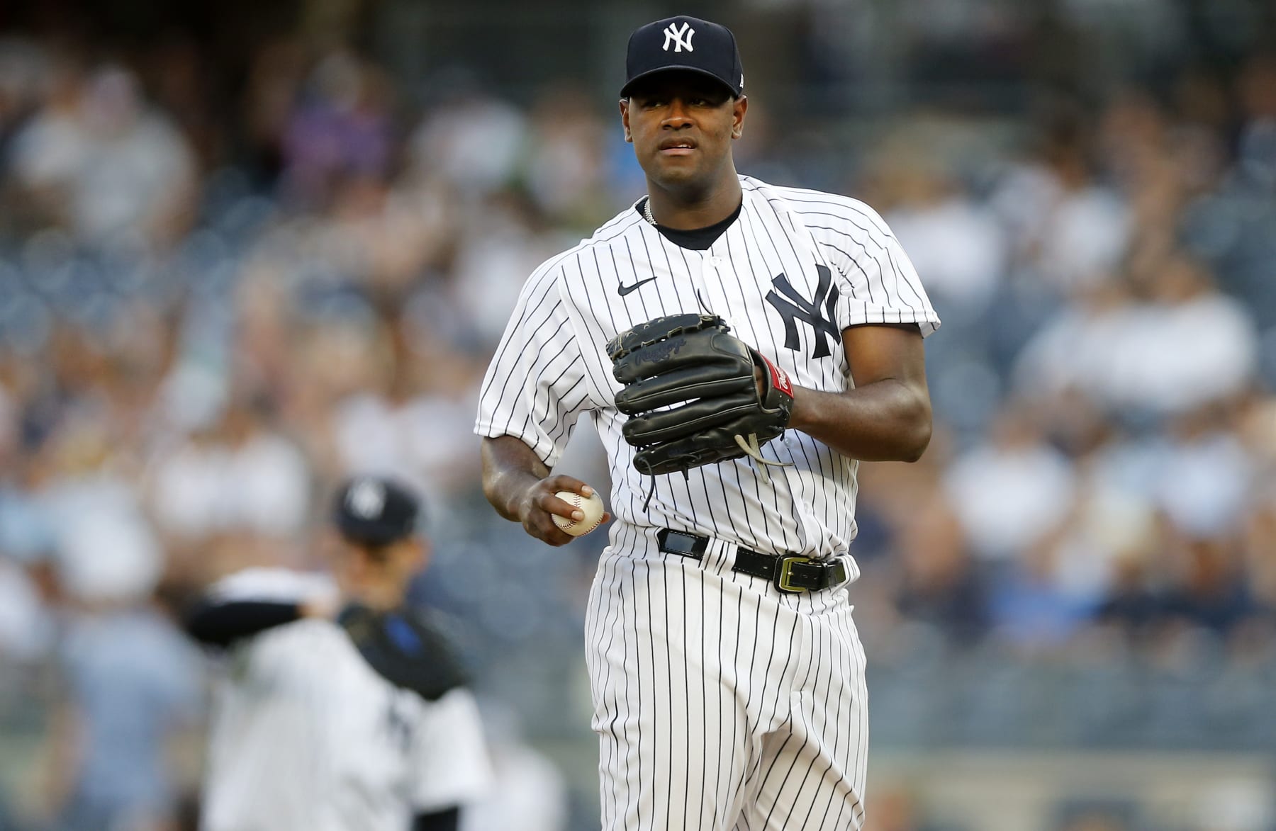 NEW YORK, NEW YORK - JULY 13:  Luis Severino #40 of the New York Yankees in action against the Cincinnati Reds at Yankee Stadium on July 13, 2022 in New York City. The Yankees defeated the Reds 7-6 in ten innings. (Photo by Jim McIsaac/Getty Images)