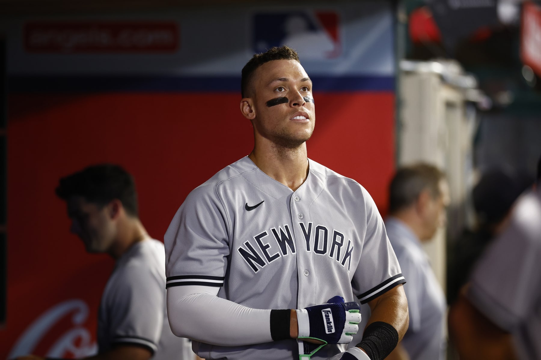 ANAHEIM, CALIFORNIA - AUGUST 30:  Aaron Judge #99 of the New York Yankees at Angel Stadium of Anaheim on August 30, 2022 in Anaheim, California. (Photo by Ronald Martinez/Getty Images)