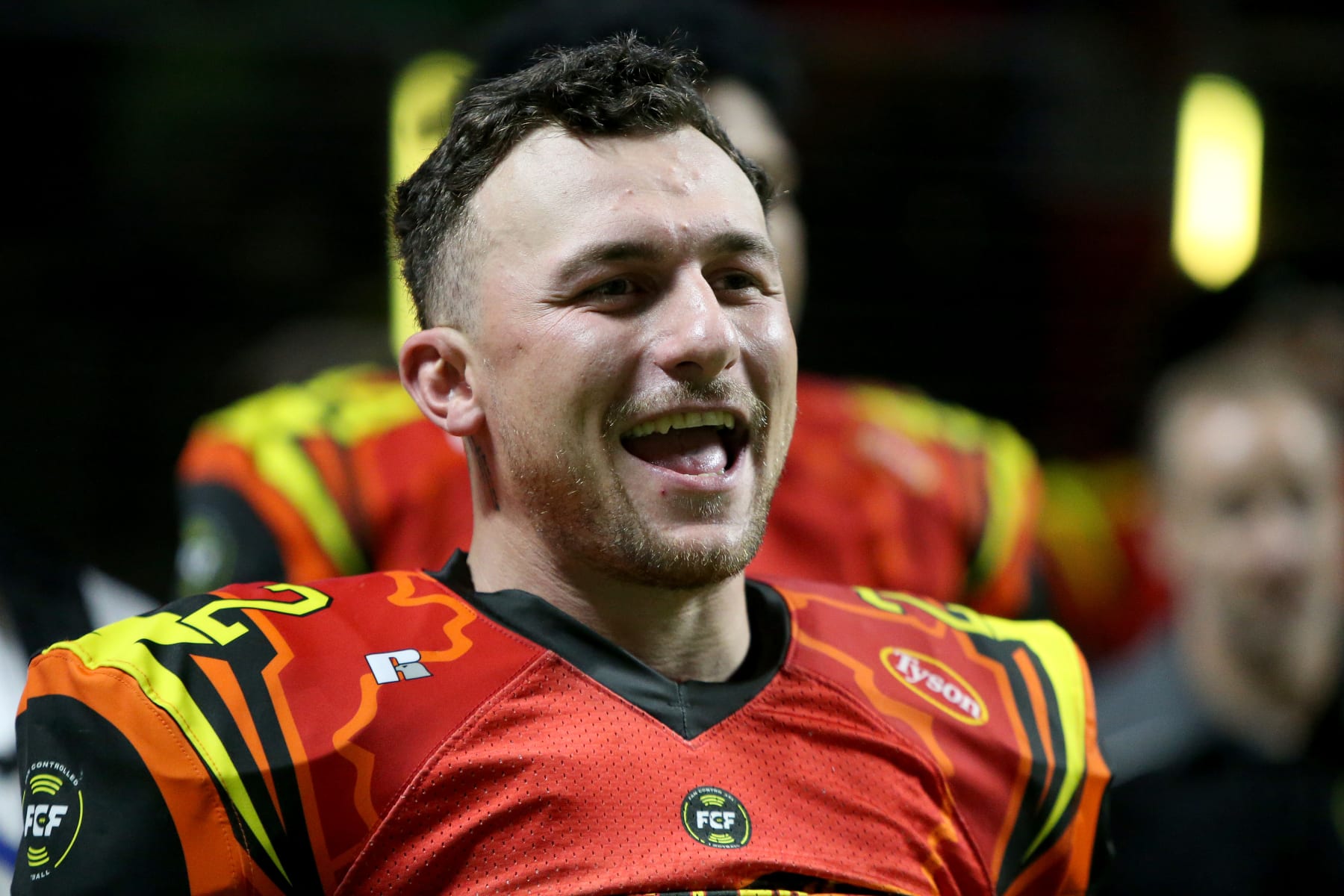 ATLANTA, GEORGIA - JUNE 04: Johnny Manziel #2 of the Zappers looks on during the first half against the Shoulda Been Stars during Fan Controlled Football Season v2.0 - Playoffs on June 04, 2022 in Atlanta, Georgia. (Photo by Brett Davis/Fan Controlled Football/Getty Images)