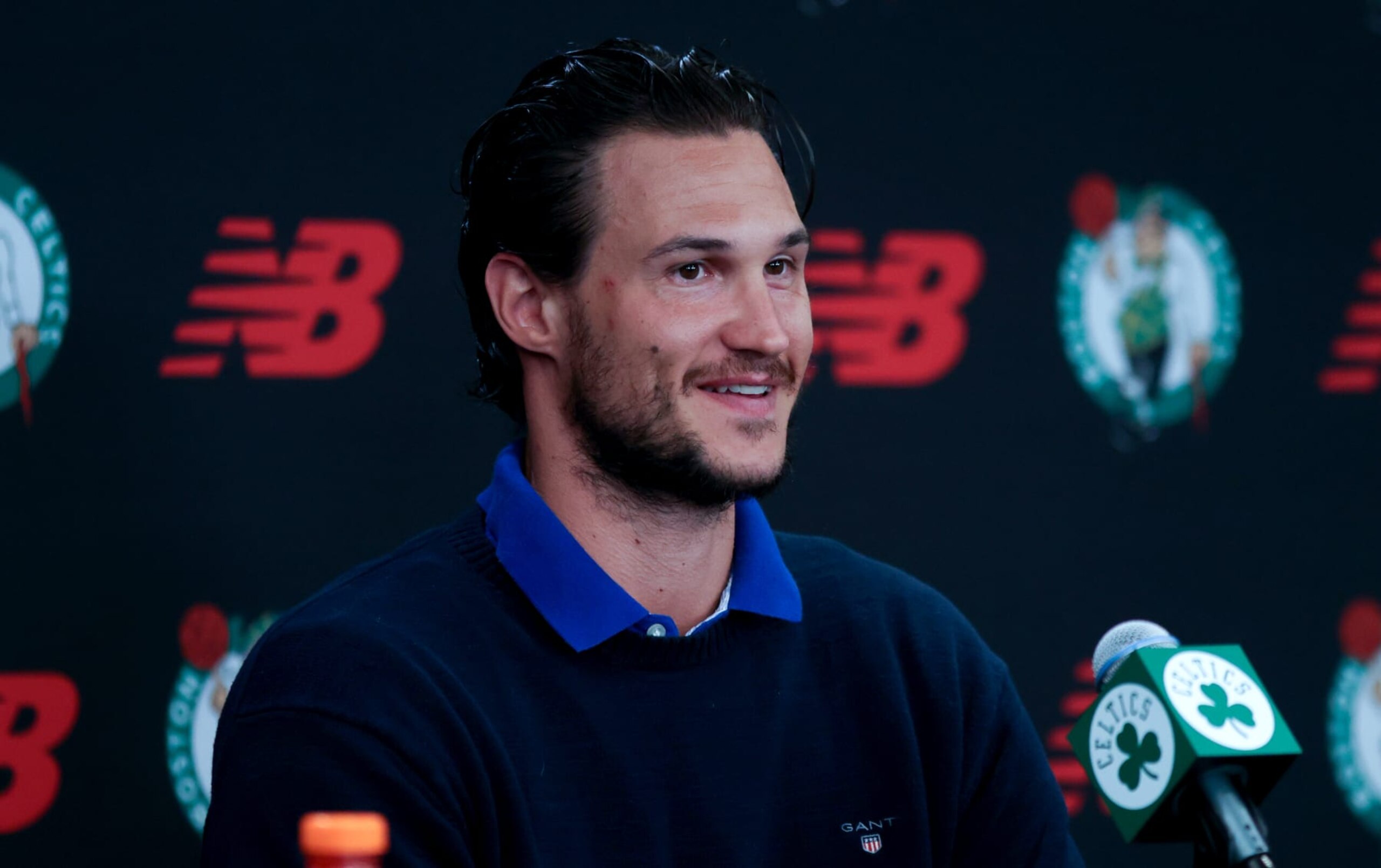 Boston, MA - July 11: The Boston Celtics introduced new player Danilo Gallinari at a morning press conference at the Auerbach Center. (Photo by Jonathan Wiggs/The Boston Globe via Getty Images)