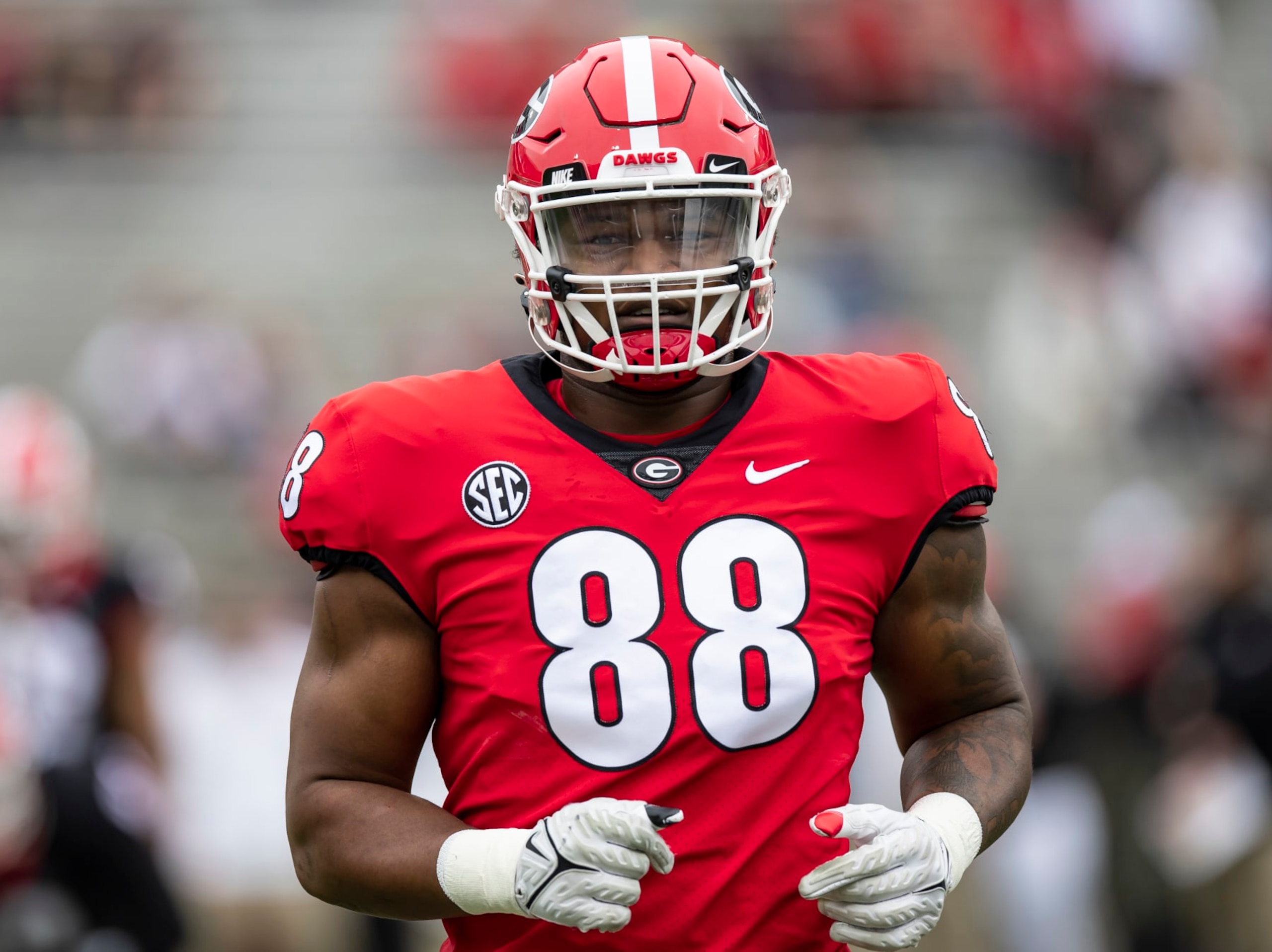 ATHENS, GA - APRIL 16: Jalen Carter #88 before the Georgia Bulldogs Spring game at Sanford Stadium on April 16, 2022 in Athens, Georgia. (Photo by Steve Limentani/ISI Photos/Getty Images) ATHENS, GA - APRIL 16: Jalen Carter #88 before the Georgia Bulldogs Spring game at Sanford Stadium on April 16, 2022 in Athens, Georgia. (Photo by Steve Limentani/ISI Photos/Getty Images)