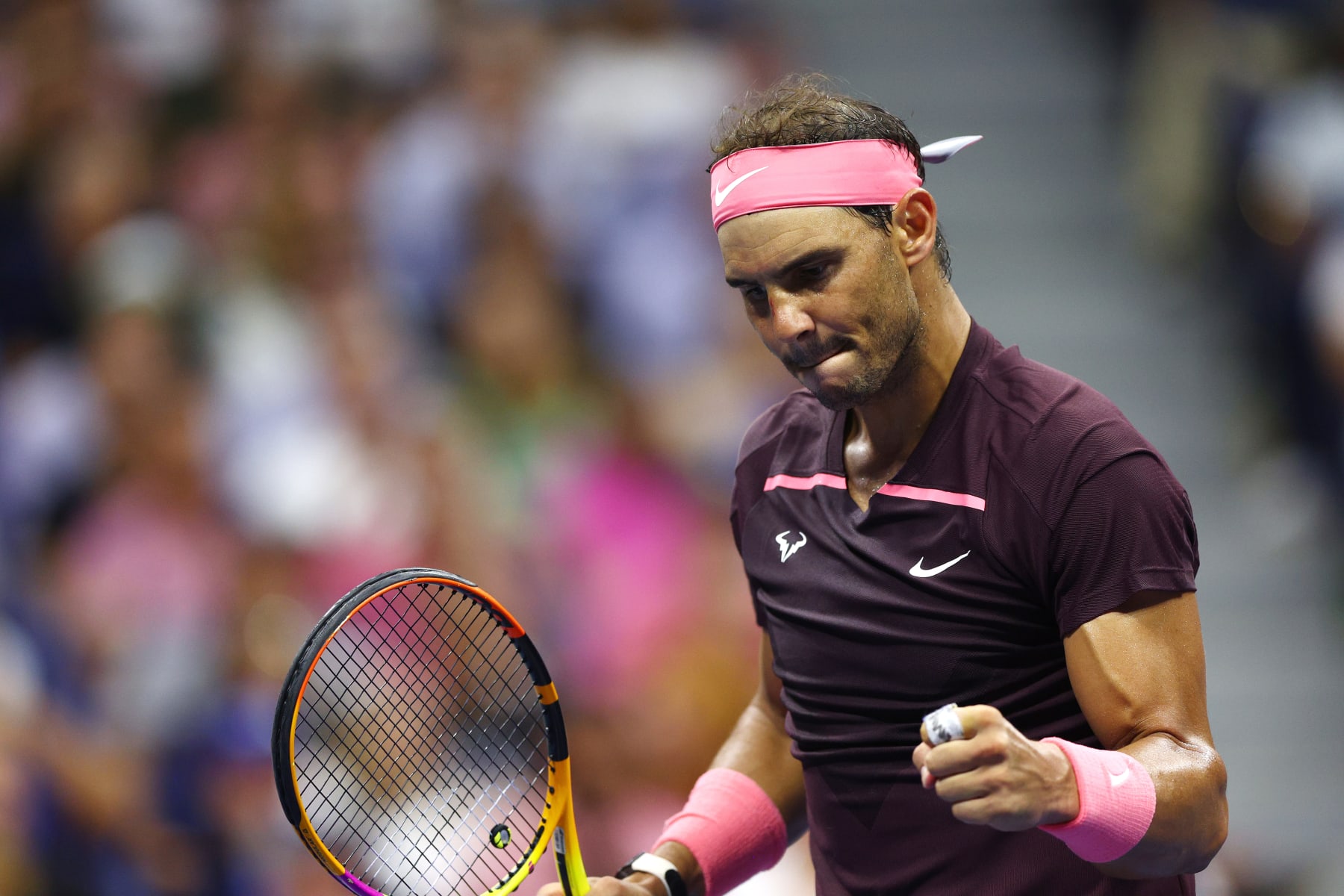 NEW YORK, NEW YORK - SEPTEMBER 03: Rafael Nadal of Spain reacts against Richard Gasquet of France during their Men's Singles Third Round match on Day Six of the 2022 US Open at USTA Billie Jean King National Tennis Center on September 03, 2022 in the Flushing neighborhood of the Queens borough of New York City. (Photo by Elsa/Getty Images)
