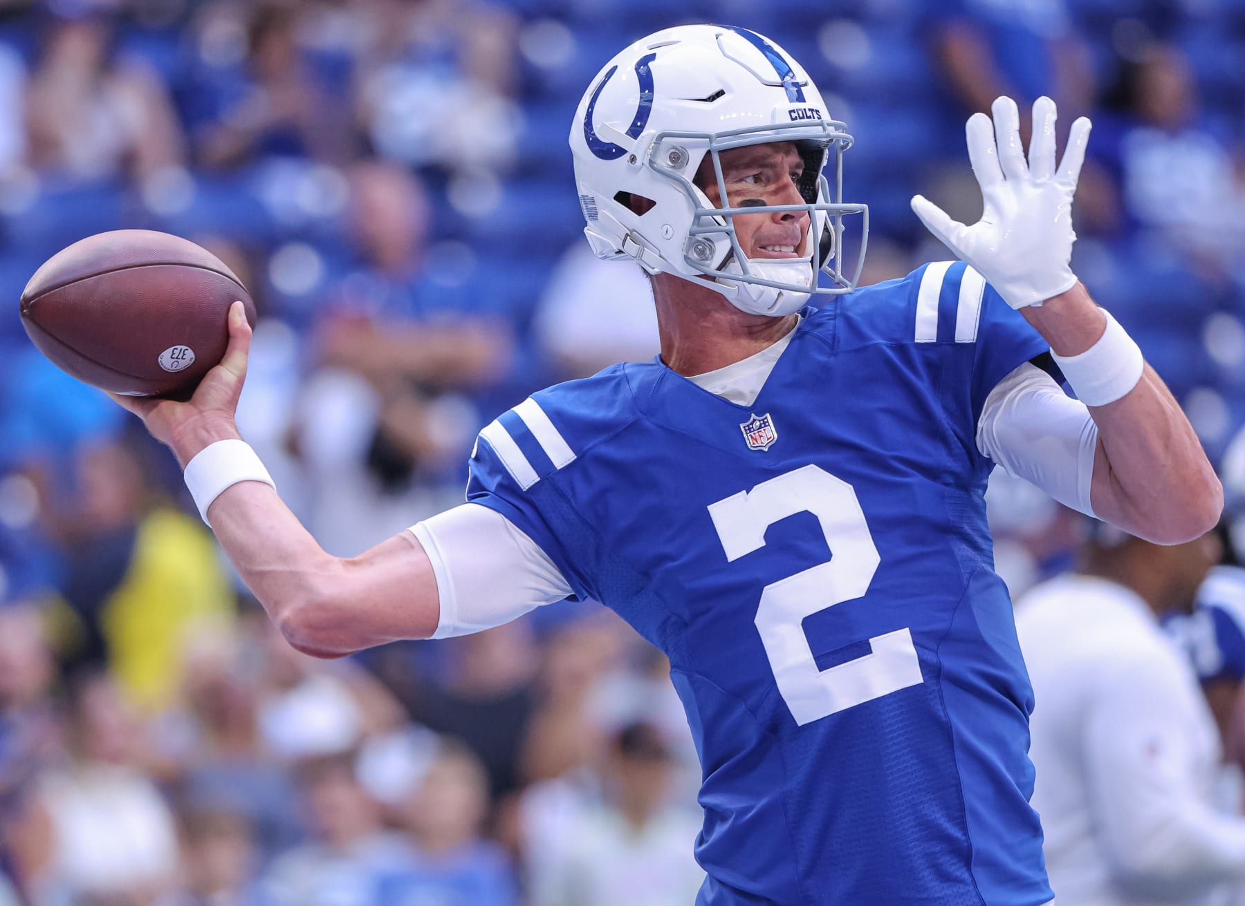 INDIANAPOLIS, IN - AUGUST 27: Matt Ryan #2 of Indianapolis Colts is seen before the preseason game against the Tampa Bay Buccaneers at Lucas Oil Stadium on August 27, 2022 in Indianapolis, Indiana. (Photo by Michael Hickey/Getty Images)