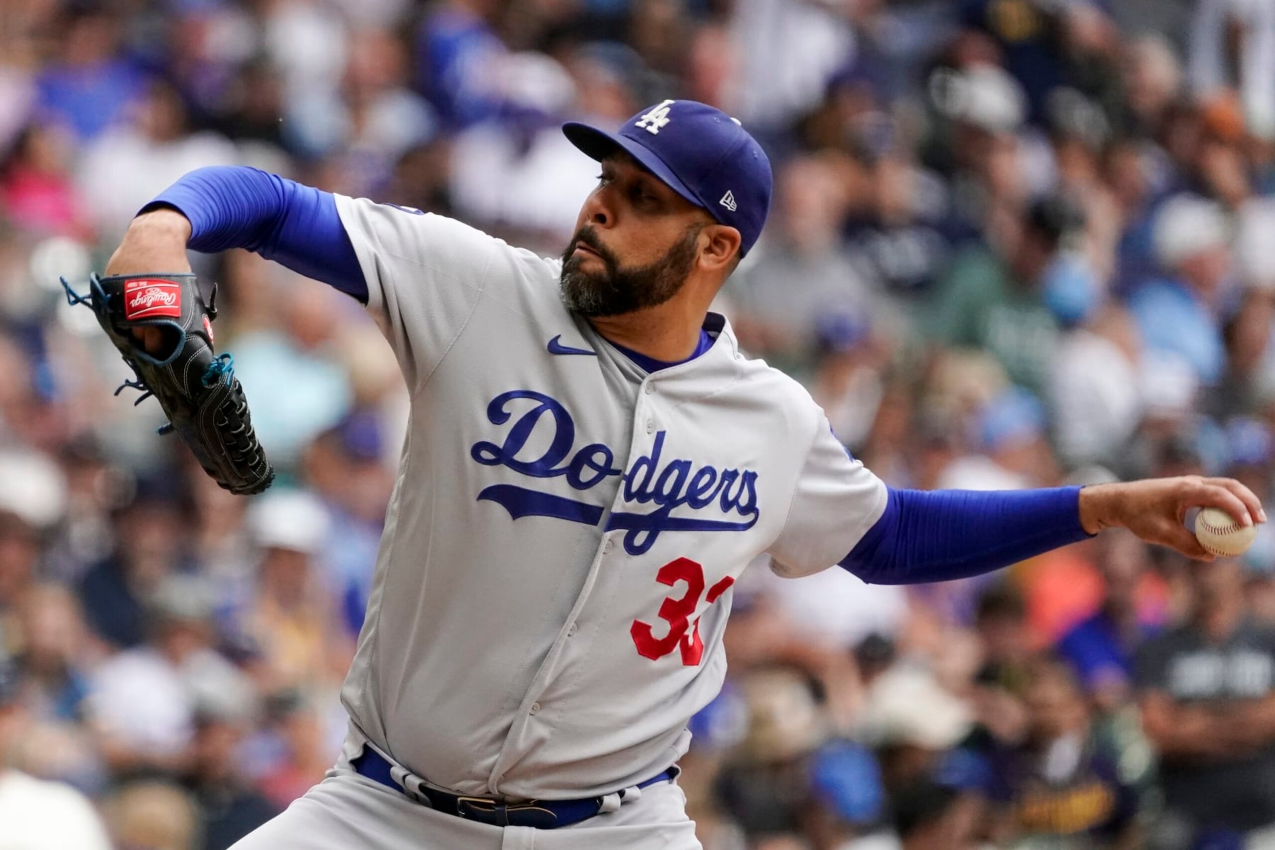 Los Angeles Dodgers' David Price throws during the sixth inning of a baseball game against the Milwaukee Brewers Thursday, Aug. 18, 2022, in Milwaukee. (AP Photo/Morry Gash) Los Angeles Dodgers' David Price throws during the sixth inning of a baseball game against the Milwaukee Brewers Thursday, Aug. 18, 2022, in Milwaukee. (AP Photo/Morry Gash)