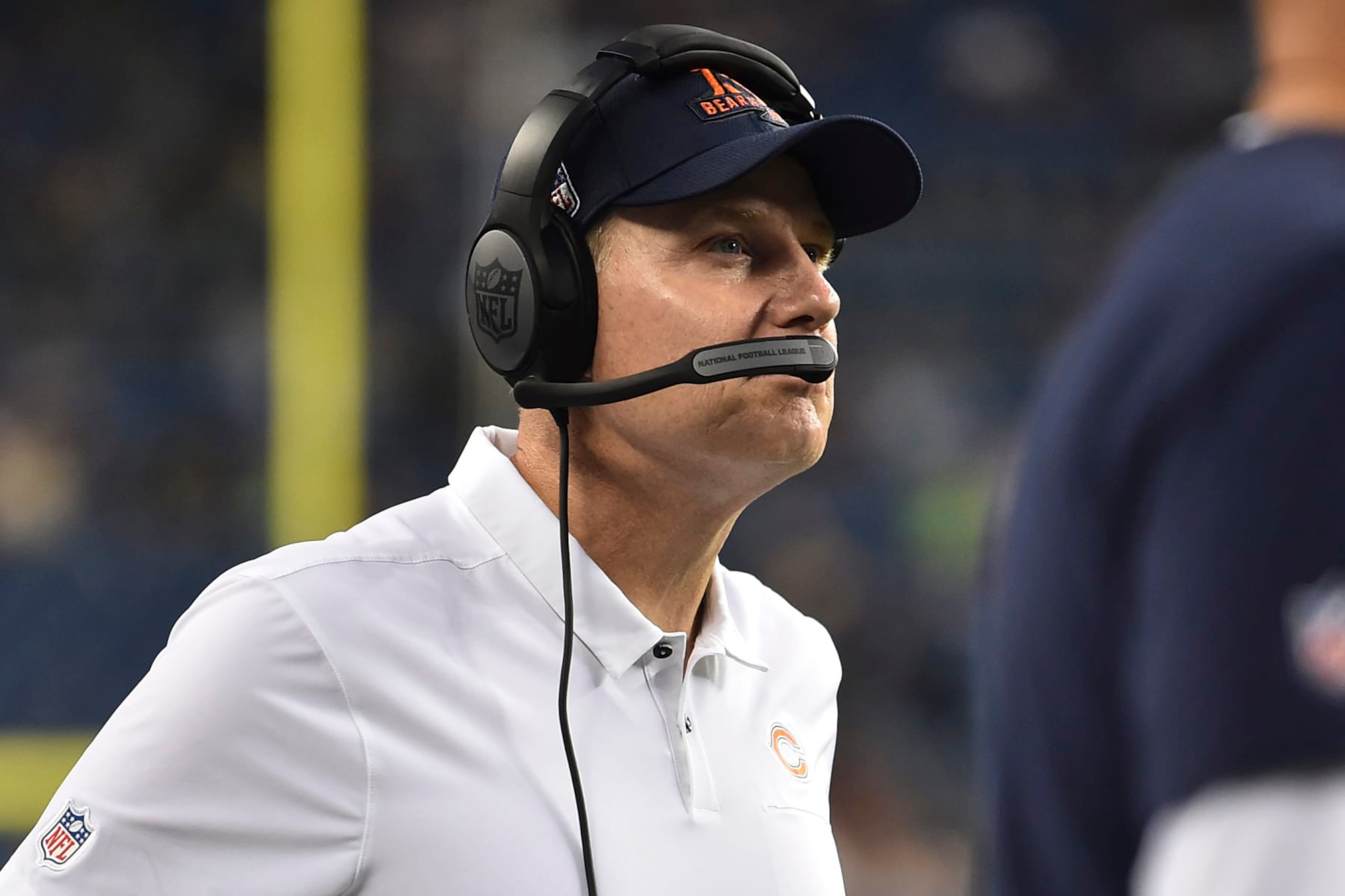 Chicago Bears head coach Matt Eberflus looks toward the scoreboard during the second half of a preseason NFL football game against the Seattle Seahawks, Thursday, Aug. 18, 2022, in Seattle. The Bears won 27-11. (AP Photo/Caean Couto) Chicago Bears head coach Matt Eberflus looks toward the scoreboard during the second half of a preseason NFL football game against the Seattle Seahawks, Thursday, Aug. 18, 2022, in Seattle. The Bears won 27-11. (AP Photo/Caean Couto)