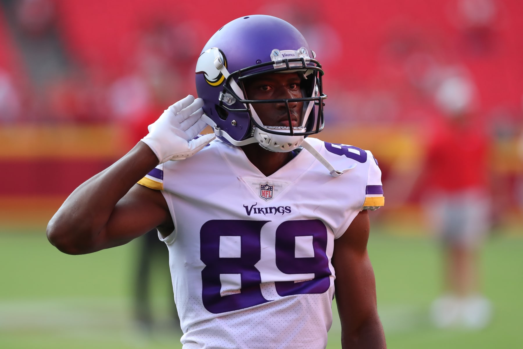 KANSAS CITY, MO - AUGUST 27: Minnesota Vikings wide receiver Dede Westbrook (89) before an NFL preseason game between the Minnesota Vikings and Kansas City Chiefs on Aug 27, 2021 at GEHA Field at Arrowhead Stadium in Kansas City, MO. (Photo by Scott Winters/Icon Sportswire via Getty Images)