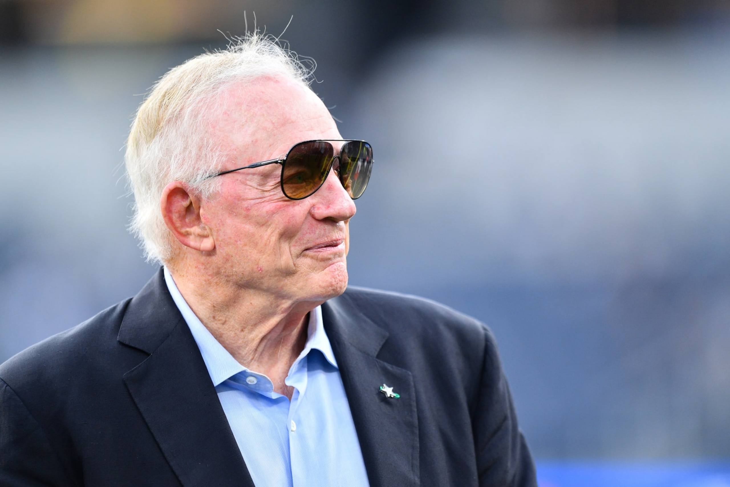 INGLEWOOD, CA - AUGUST 20: Dallas Cowboys owner Jerry Jones looks on before the NFL preseason game between the Dallas Cowboys and the Los Angeles Chargers on August 20, 2022, at SoFi Stadium in Inglewood, CA. (Photo by Brian Rothmuller/Icon Sportswire via Getty Images)