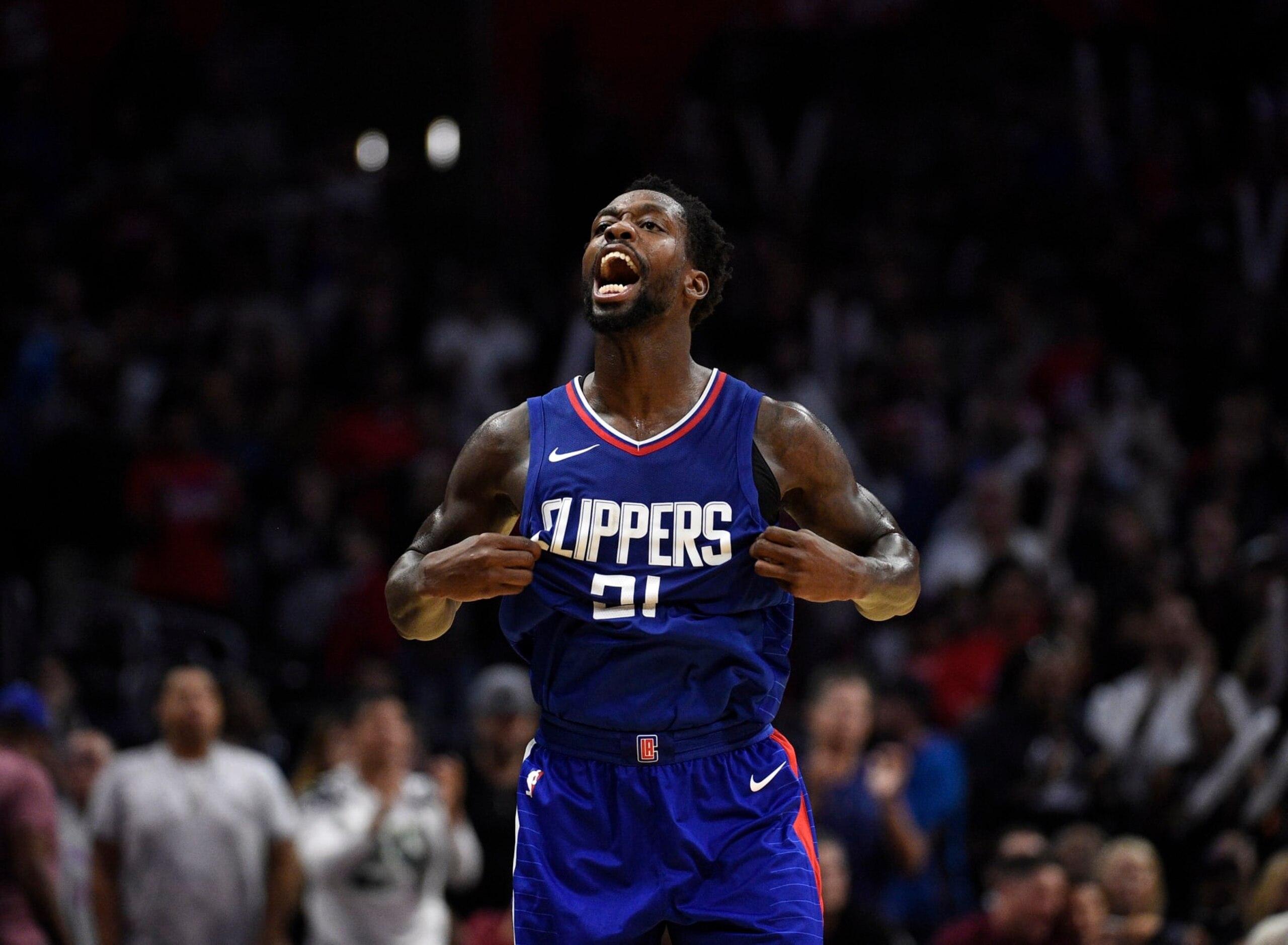LOS ANGELES, CA - NOVEMBER 5: Patrick Beverley #21 of the Los Angeles Clippers celebrates a turnover by the Miami Heat during the second half of the basketball game at Staples Center November 5 2017, in Los Angeles, California. NOTE TO USER: User expressly acknowledges and agrees that, by downloading and or using this photograph, User is consenting to the terms and conditions of the Getty Images License Agreement. (Photo by Kevork Djansezian/Getty Images) LOS ANGELES, CA - NOVEMBER 5: Patrick Beverley #21 of the Los Angeles Clippers celebrates a turnover by the Miami Heat during the second half of the basketball game at Staples Center November 5 2017, in Los Angeles, California. NOTE TO USER: User expressly acknowledges and agrees that, by downloading and or using this photograph, User is consenting to the terms and conditions of the Getty Images License Agreement. (Photo by Kevork Djansezian/Getty Images)