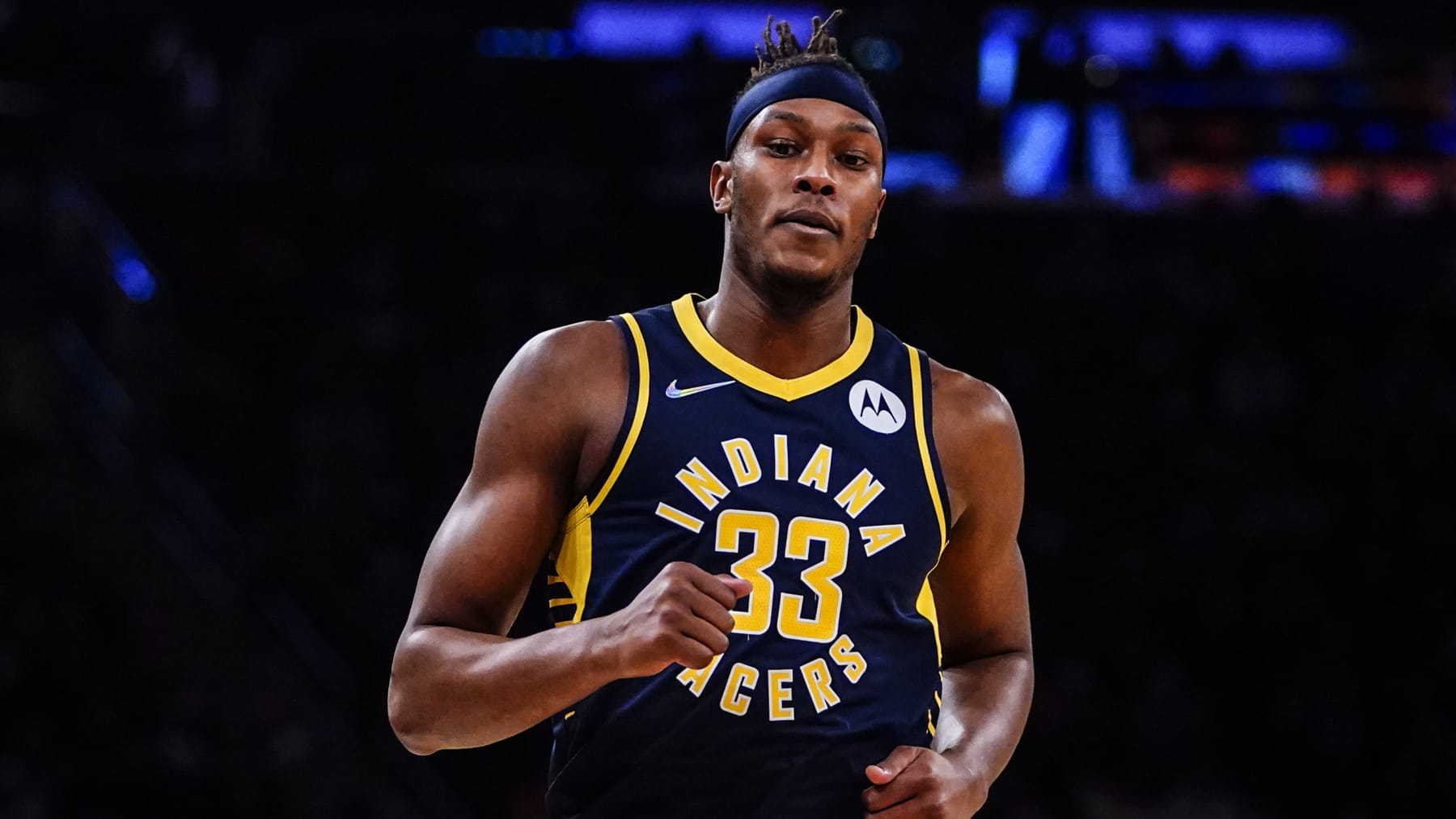 Indiana Pacers center Myles Turner (33) during NBA action against New York Knicks, Tuesday Jan. 4, 2022, in New York. (AP Photo/Frank Franklin II)