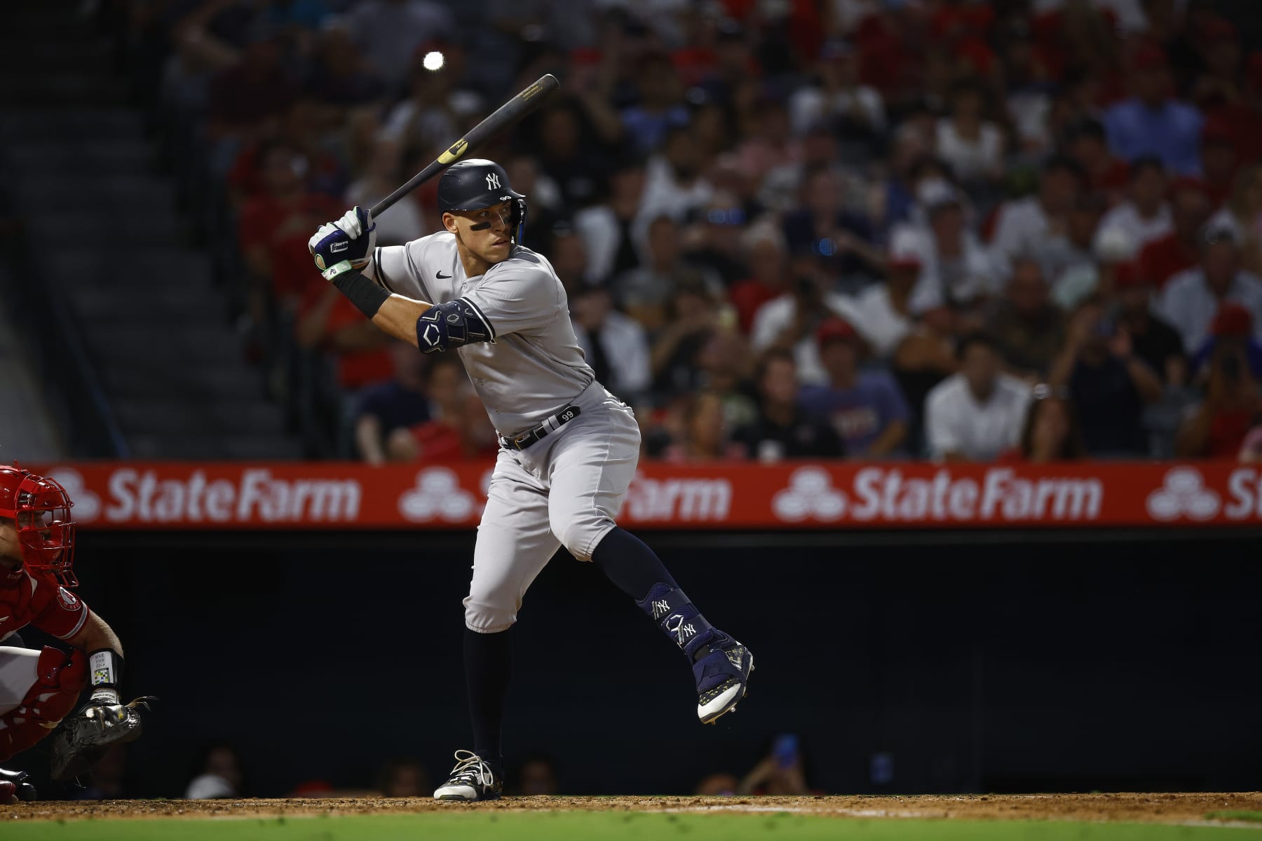 ANAHEIM, CALIFORNIA - AUGUST 30:  Aaron Judge #99 of the New York Yankees at Angel Stadium of Anaheim on August 30, 2022 in Anaheim, California. (Photo by Ronald Martinez/Getty Images)