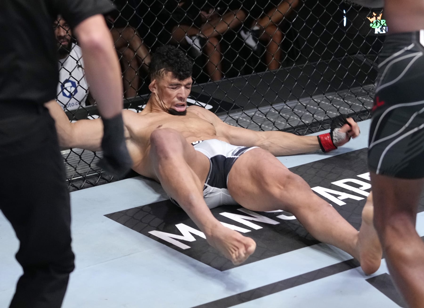 LAS VEGAS, NEVADA - FEBRUARY 19: Jamahal Hill knocks out Johnny Walker of Brazil in their light heavyweight fight during the UFC Fight Night event at UFC APEX on February 19, 2022 in Las Vegas, Nevada. (Photo by Jeff Bottari/Zuffa LLC)