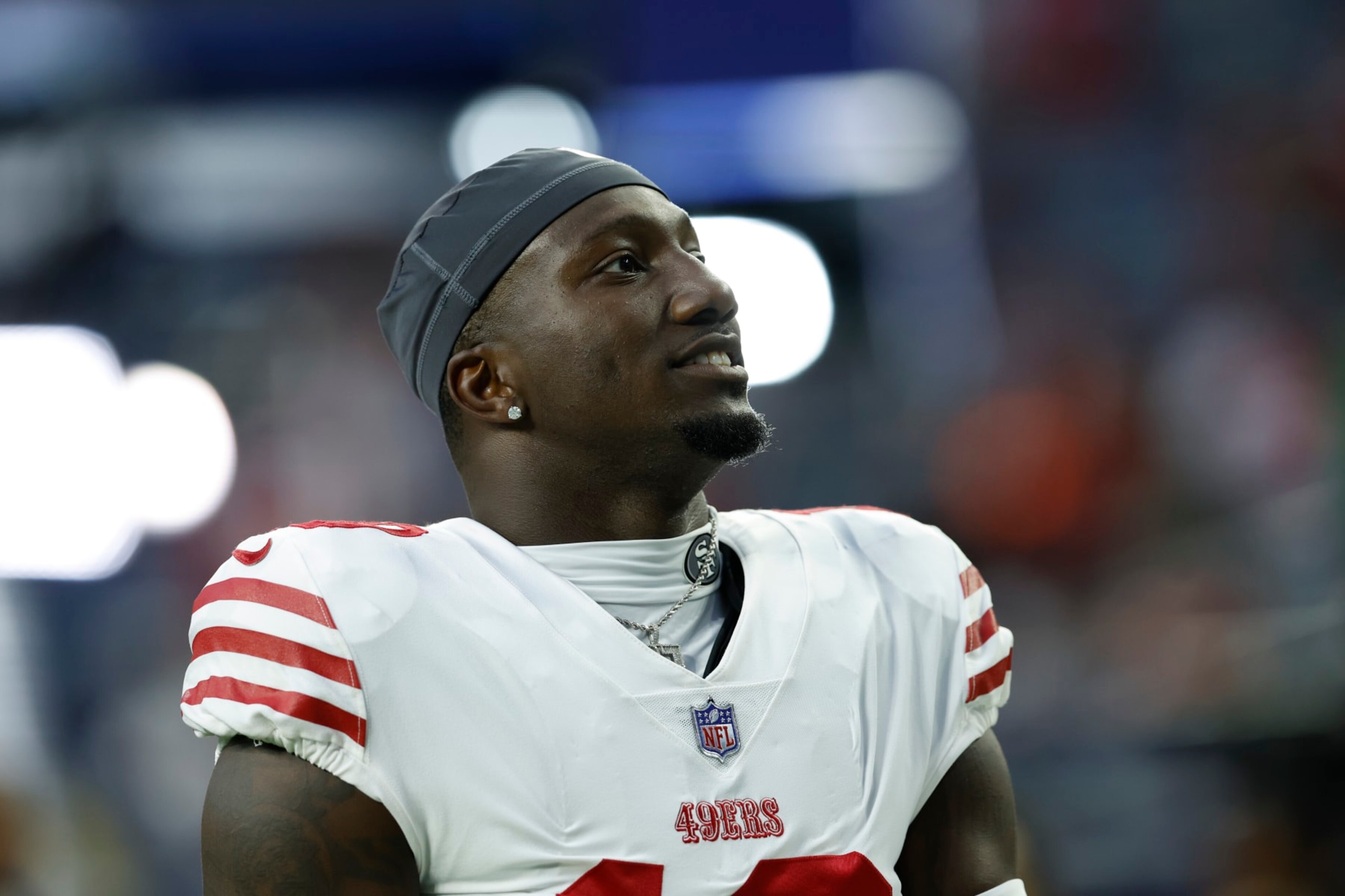 San Francisco 49ers wide receiver Deebo Samuel (19) during pregame warmups before an NFL preseason game against the Houston Texans on Thursday, August 25, 2022, in Houston. (AP Photo/Matt Patterson) San Francisco 49ers wide receiver Deebo Samuel (19) during pregame warmups before an NFL preseason game against the Houston Texans on Thursday, August 25, 2022, in Houston. (AP Photo/Matt Patterson)
