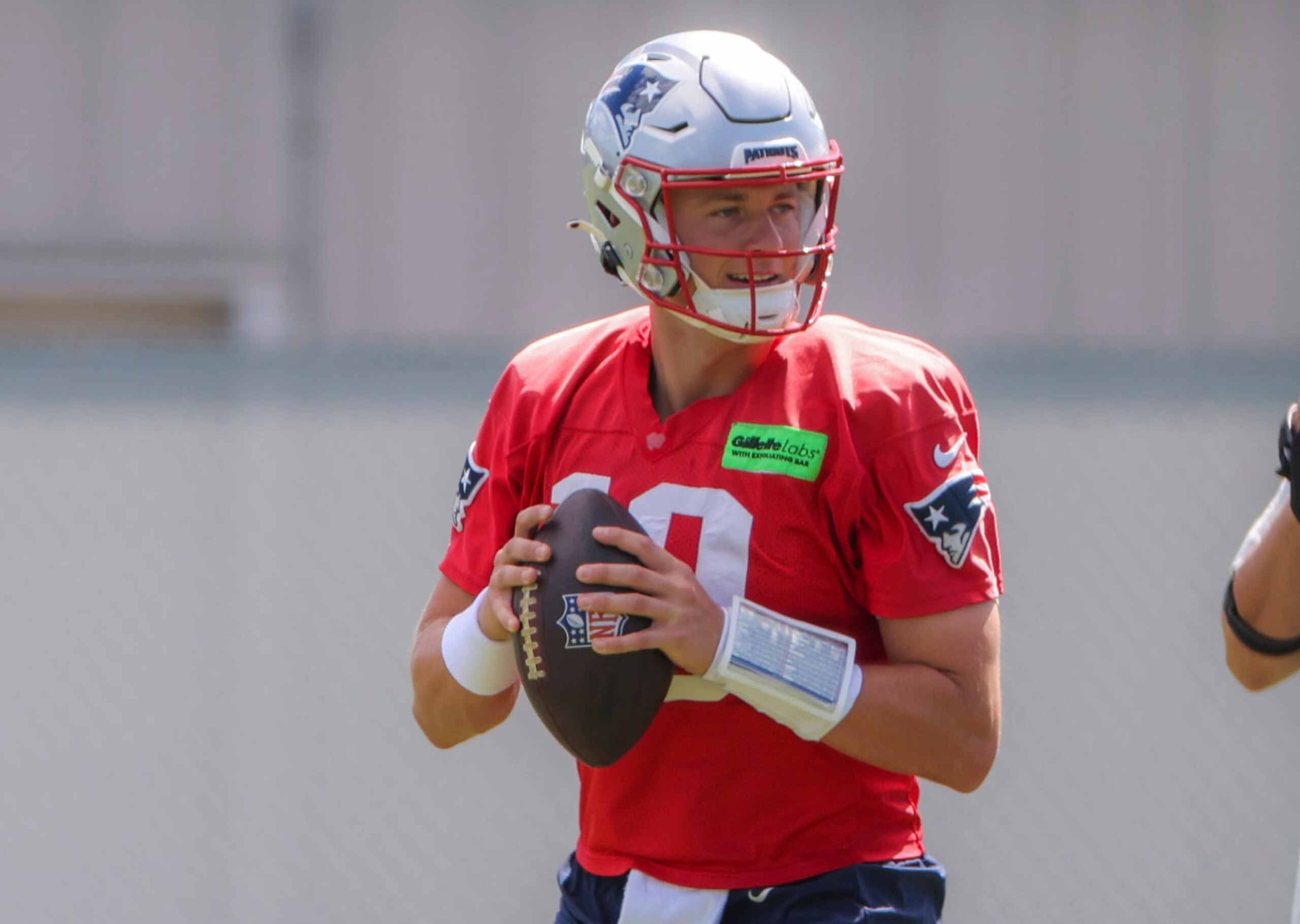 Foxborough, MA - August 31: New England Patriots Mac Jones during practice. (Photo by Matthew J. Lee/The Boston Globe via Getty Images) Foxborough, MA - August 31: New England Patriots Mac Jones during practice. (Photo by Matthew J. Lee/The Boston Globe via Getty Images)