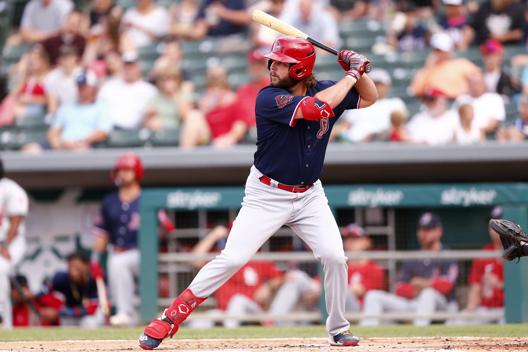 INDIANAPOLIS, IN - JUNE 24: Memphis Redbirds outfielder Alec Burleson (21) in action during a MiLB game between the Memphis Redbirds and the Indianapolis Indians on June 24, 2022 at Victory Field in Indianapolis, IN.(Photo by Jeffrey Brown/Icon Sportswire via Getty Images)