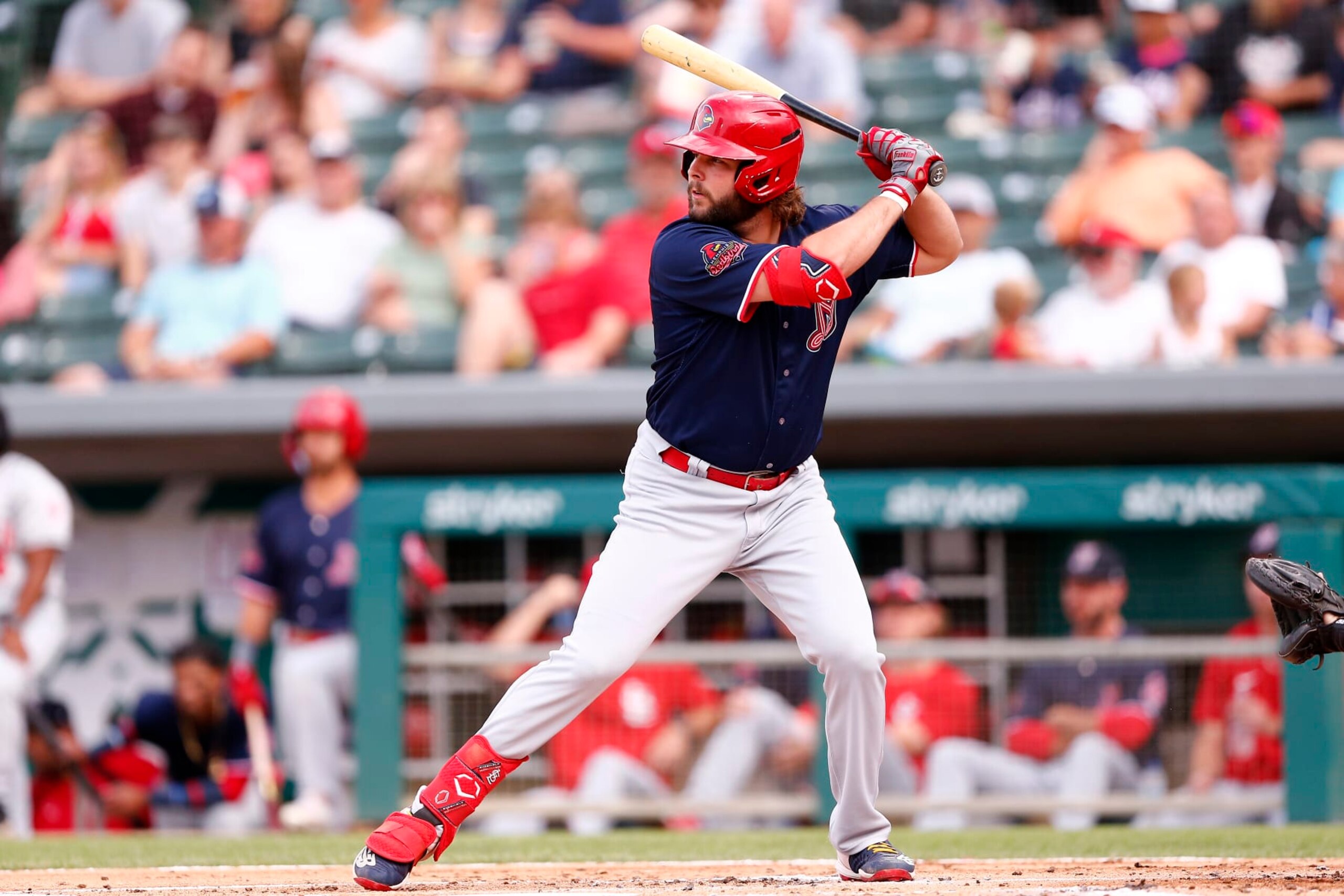 INDIANAPOLIS, IN - JUNE 24: Memphis Redbirds outfielder Alec Burleson (21) in action during a MiLB game between the Memphis Redbirds and the Indianapolis Indians on June 24, 2022 at Victory Field in Indianapolis, IN.(Photo by Jeffrey Brown/Icon Sportswire via Getty Images)