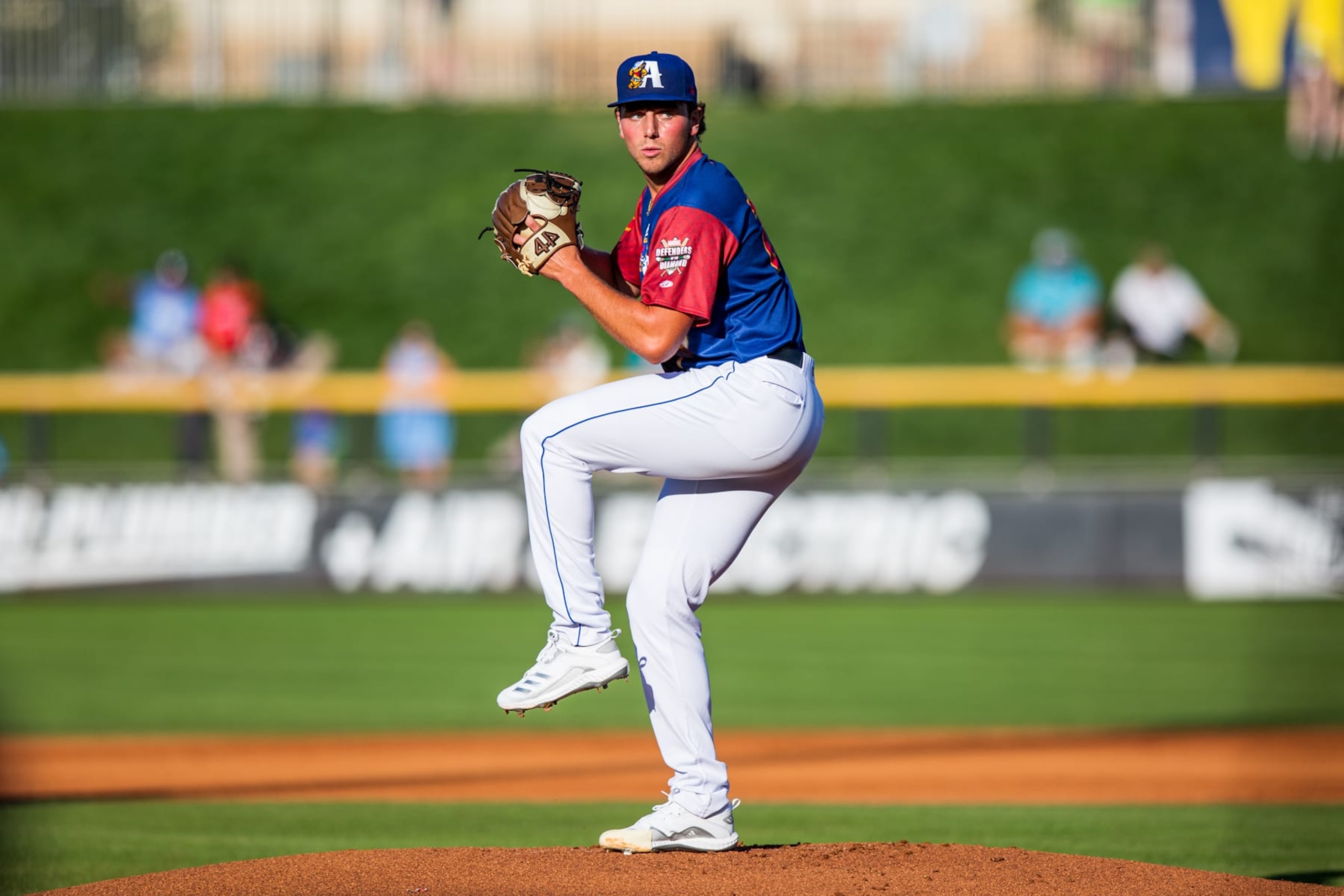 AMARILLO, TEXAS - JULY 30: Pitcher Brandon Pfaadt #27 of the Amarillo Sod Poodles pitches during the game against the Corpus Christi Hooks at HODGETOWN Stadium on July 30, 2022 in Amarillo, Texas. (Photo by John E. Moore III/Getty Images)