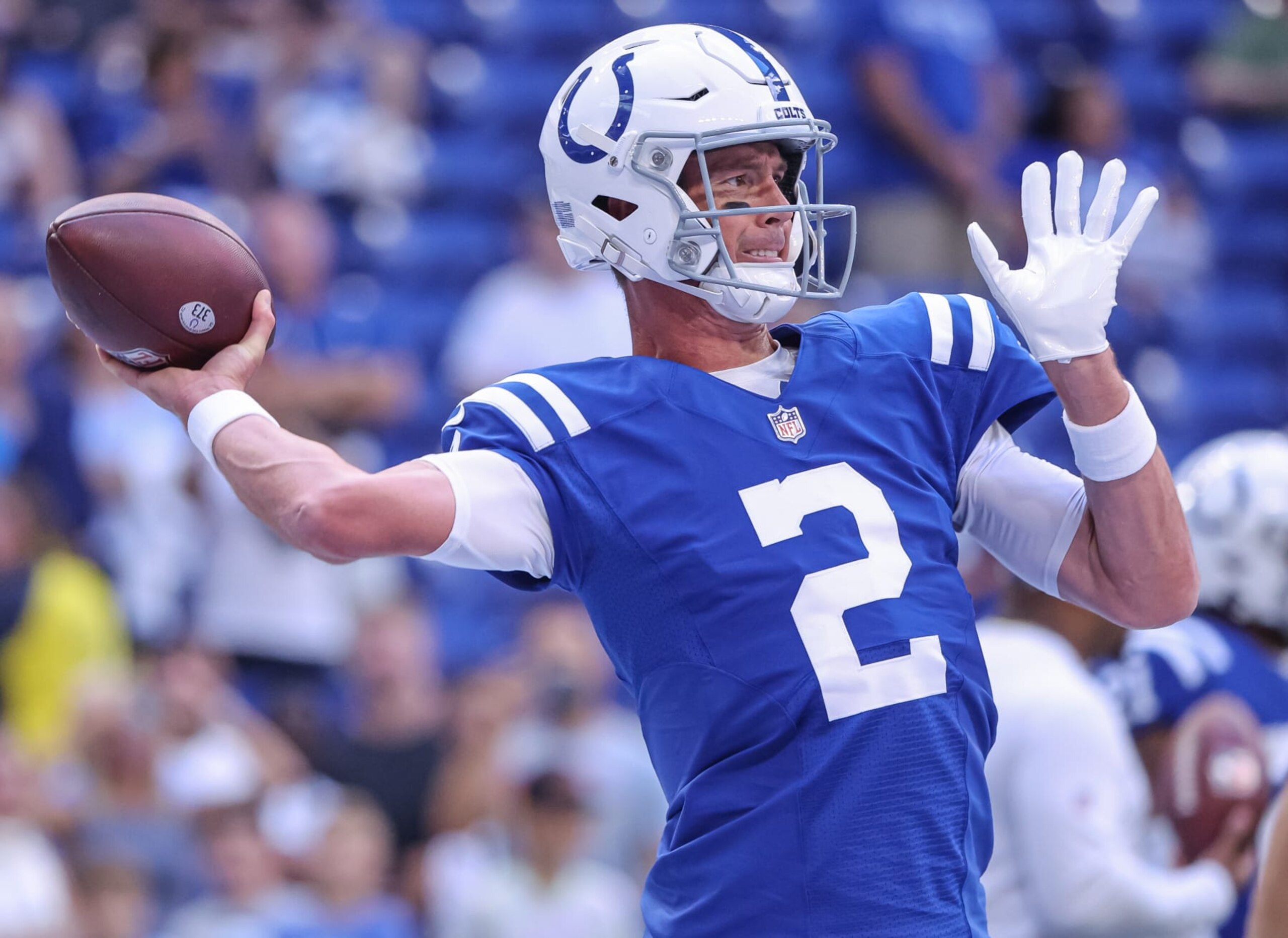 INDIANAPOLIS, IN - AUGUST 27: Matt Ryan #2 of Indianapolis Colts is seen before the preseason game against the Tampa Bay Buccaneers at Lucas Oil Stadium on August 27, 2022 in Indianapolis, Indiana. (Photo by Michael Hickey/Getty Images)