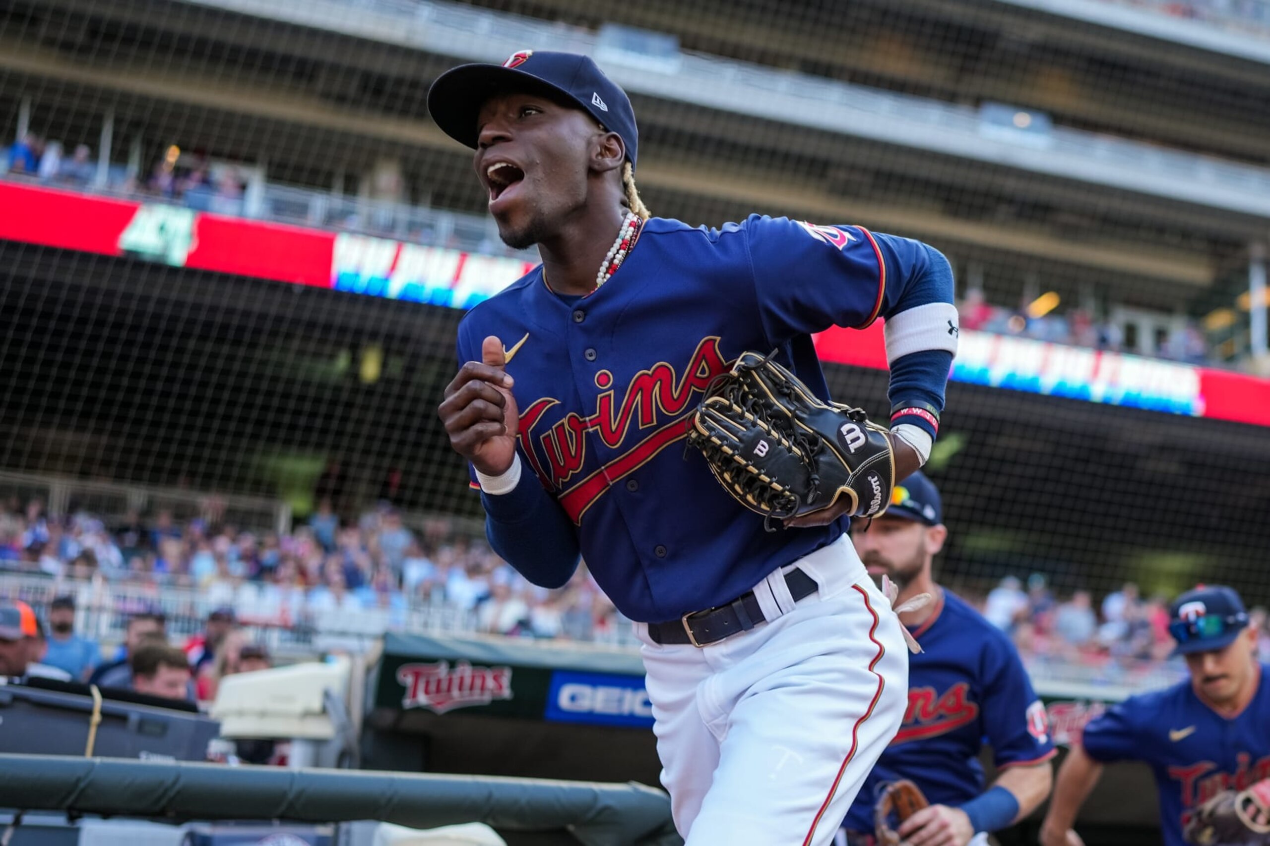 MINNEAPOLIS, MN - AUGUST 04: Nick Gordon #1 of the Minnesota Twins looks on against the Toronto Blue Jays on August 4, 2022 at Target Field in Minneapolis, Minnesota. (Photo by Brace Hemmelgarn/Minnesota Twins/Getty Images)